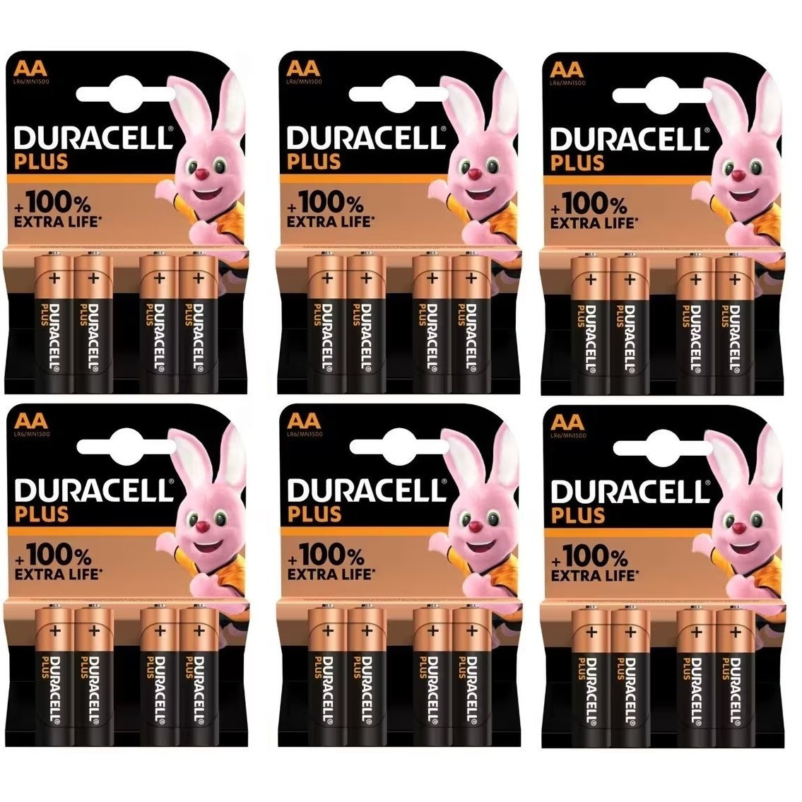 TEMU 24 Pilas Alcalinas Duracell Plus de Energía, 6 Paquetes de 4 Uno
