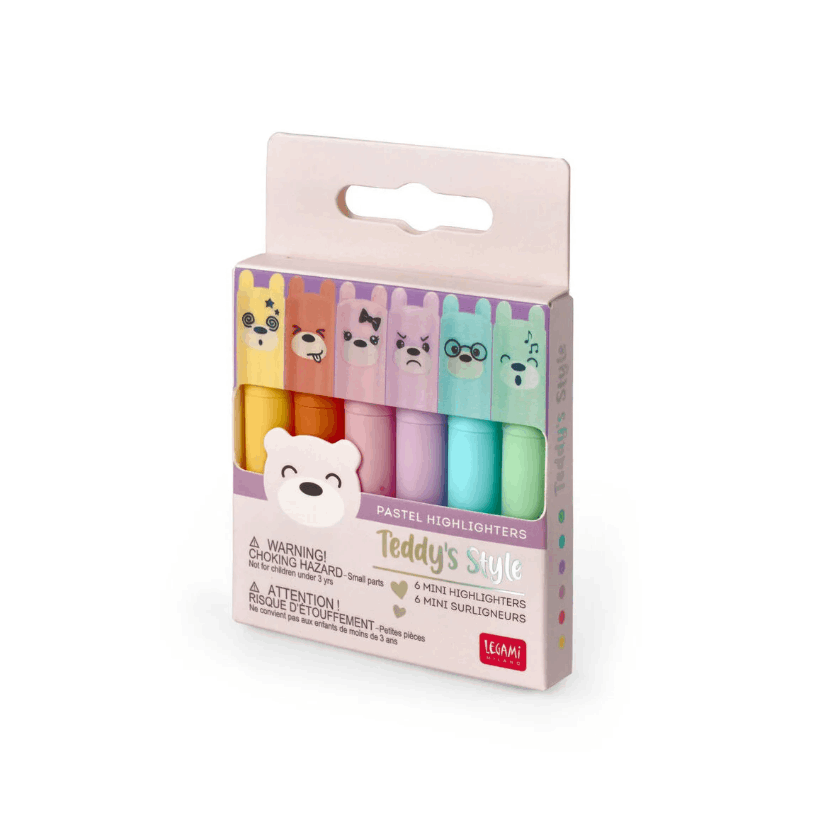 TEMU Legami - Lot de 6 mini surligneurs pastel - Style