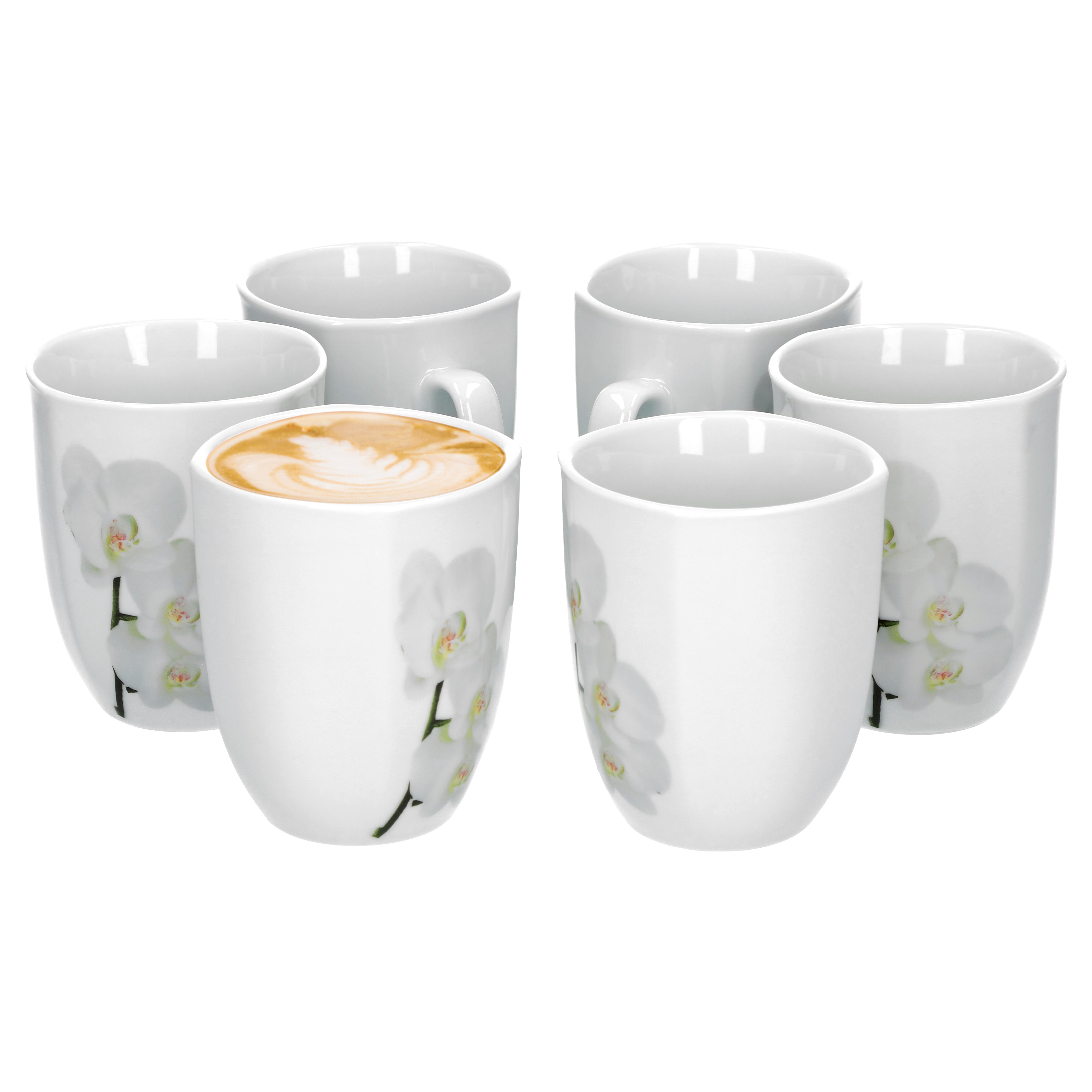 6pcs Set Of Coffee Cups White Orchid 33cl