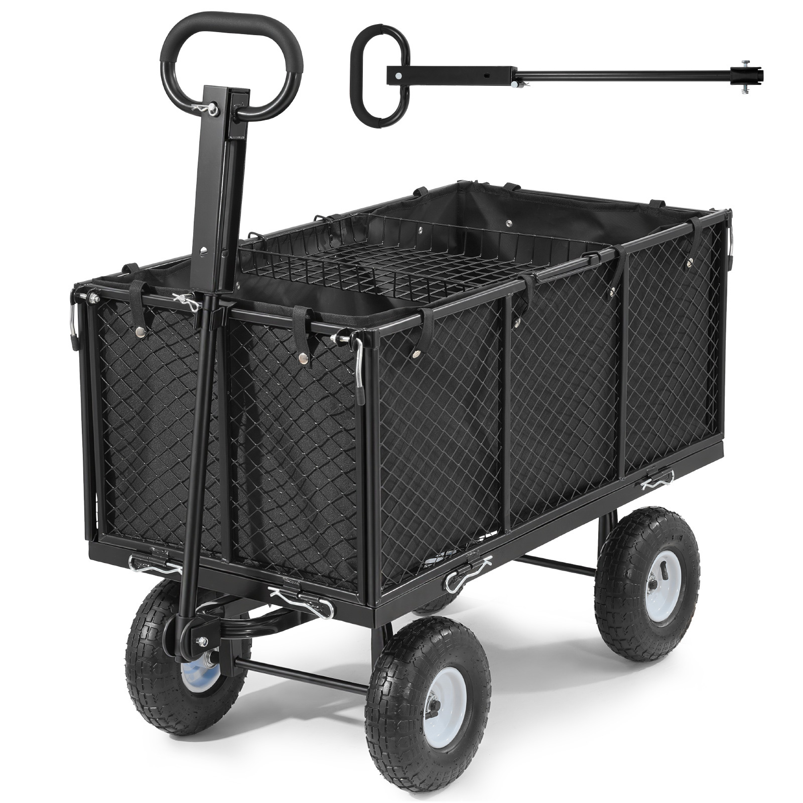 TEMU Carrello da giardino VEVOR, 544,3 kg, carrello a in acciaio per carichi pesanti, multiuso da per trasporto esterno con pneumatici da 10 pollici,