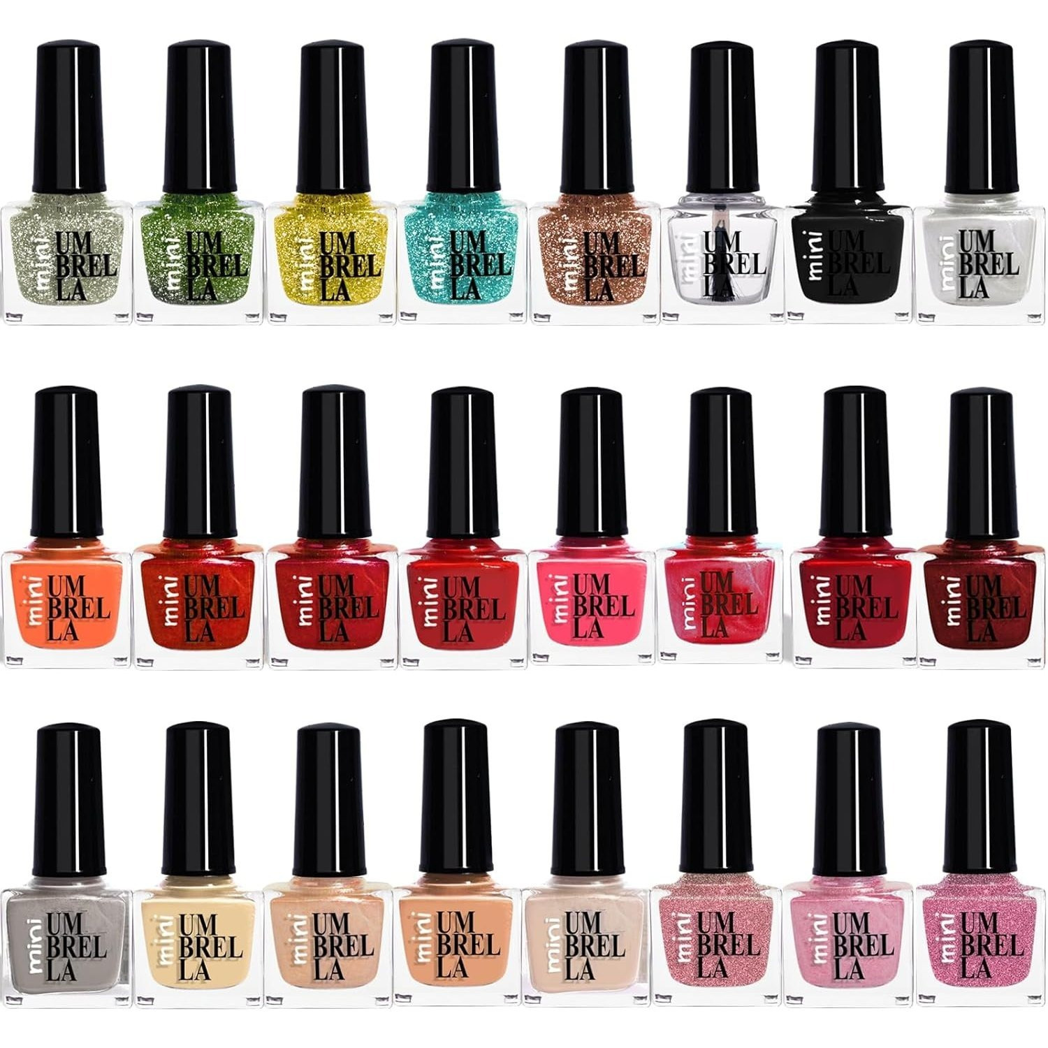 TEMU 24 X Nail Polish Set - 24 Different Colours, 5 Ml Glossy, Pastel, Glitter, Matte & Metallic Finish ( Set A )