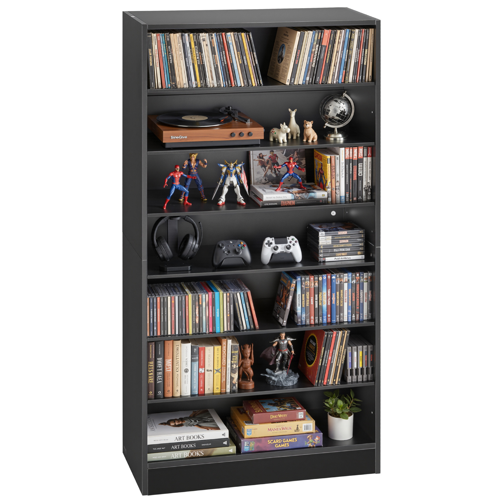 TEMU Vevor Media Storage Cabinet, 7-tier Dvd Shelf Organizer, 70 X 30 X 140 Cm Multimedia Storage Organizer For Cds, Dvds, Books And Games, Cd Shelf