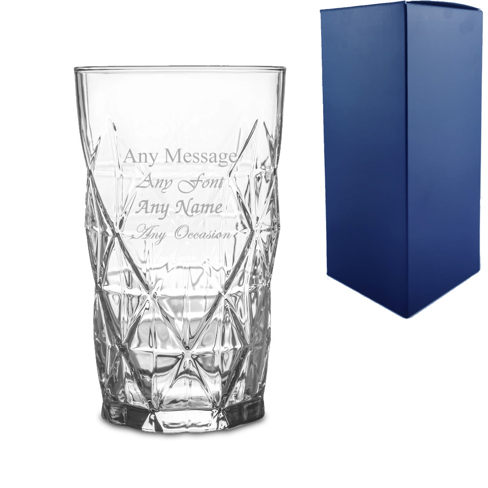 TEMU Personalised Engraved Hiball Gin Or Cocktail Glass With Gift Box, Personalise With Any Message For Any Occasion - Product Engraved In The Uk