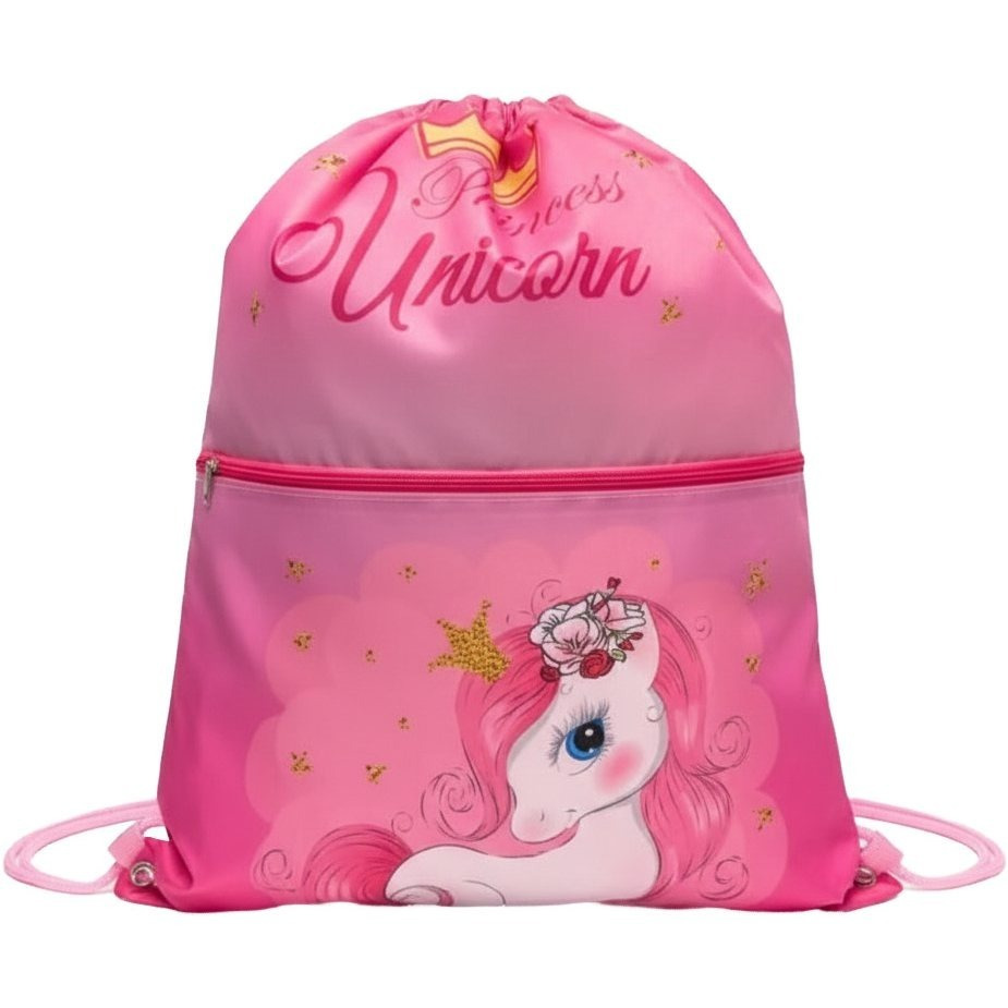 Image of Sports Bag With Handles And Pocket For Kids, Coulisse Backpack For Kindergarten, Gym, Swimming Pool, Travel, Shoe Bag (unicorn)
