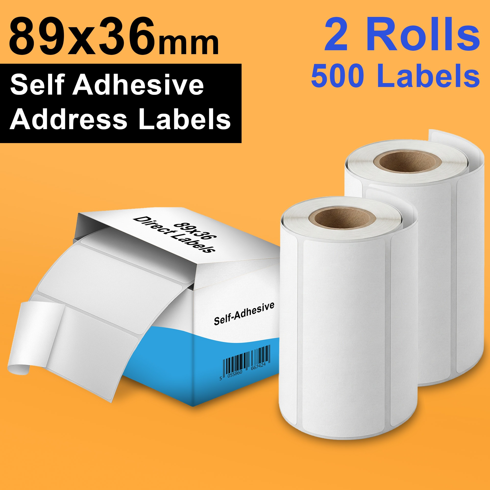 TEMU 2x Self Adhesive Address Labels Roll 89×36mm – 250 White Sticky Mailing Labels, Non-thermal Multipurpose Labels For Envelopes, , Packaging,