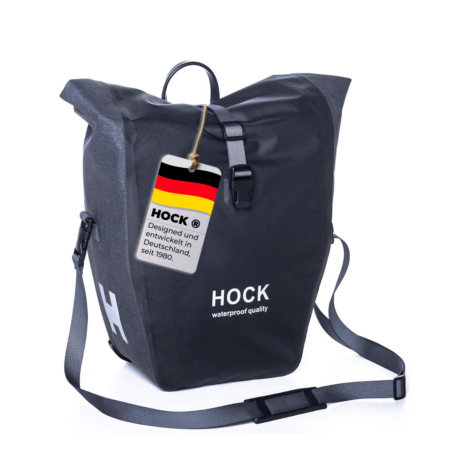 Image of Hock Premium Waterproof Bicycle Pannier Bag For Rear Rack [25l Capacity] With Shoulder Strap | Rear Rack Bag | Single | Bike Pannier Bag Fits Any Rear Rack