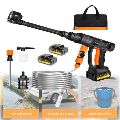 cordless high pressure washing water gun car jet washing machine 300 bar 3000 psi with 2pcs 3000mah battery 5m hose