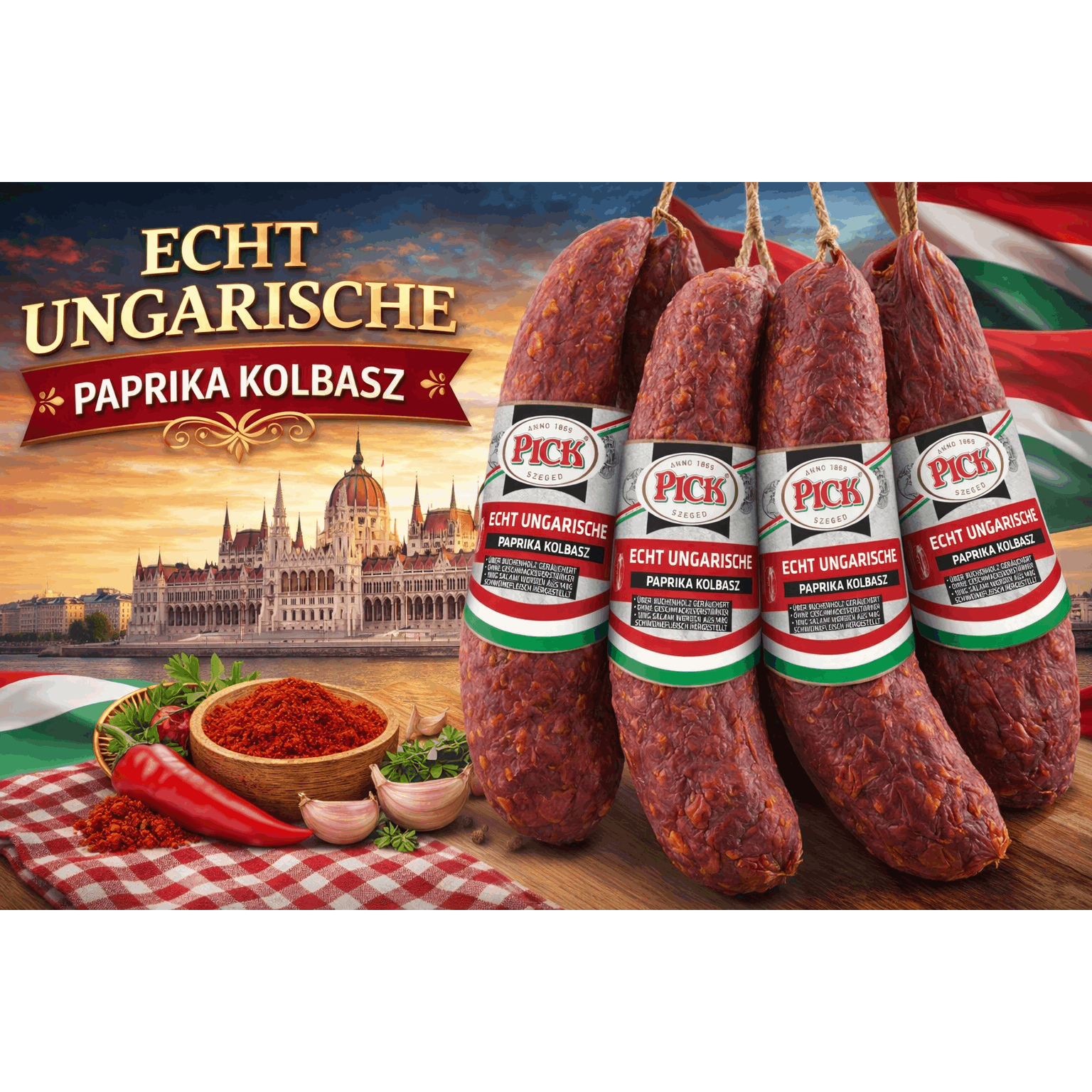 Image of Original Hungarian Paprika Sausage Pairs, 1kg, Pick