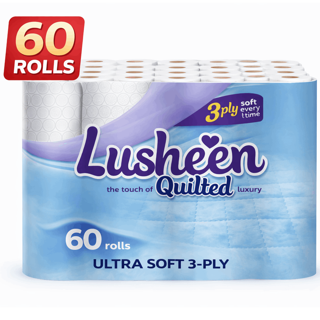 lusheen white 3 ply toilet roll 60 rolls bulk pack 150 sheets roll premium quilted unscented ultra   towels
