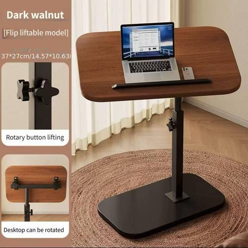 1pc 360 flip desktop adjustable height small table fashionable and simple metal frame with wooden desktop stable and not easy to shake portable and lightweight side table snack table home office desk bedside table essential for drama enthusiasts holiday gift very suitable for multi room bedroom home office reception room game and movie room etc