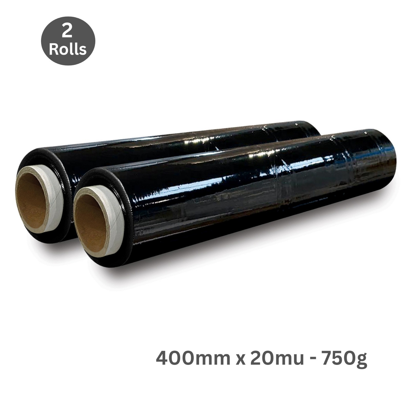 TEMU 2 Rolls Black Pallet Wrap 400mm X 250m 20mu | Tear Resistant Stretch Film | Water & Moisture Proof Pallet Stretch Shrink Wrap | Multi-use Strong