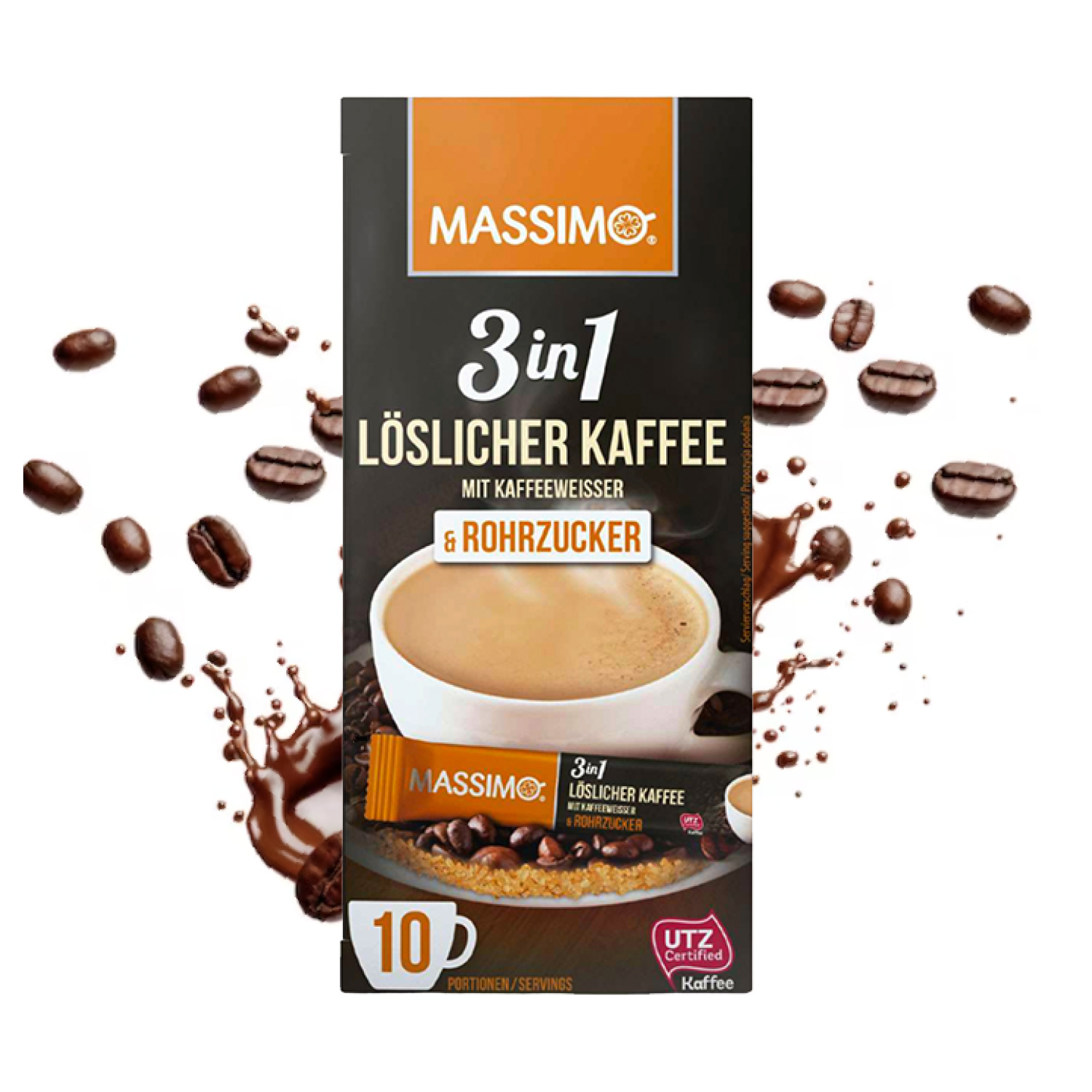 Maximum 3in1 Soluble Coffee With Bean Coffee, Coffee Whitener & Sugar - Quick Preparation