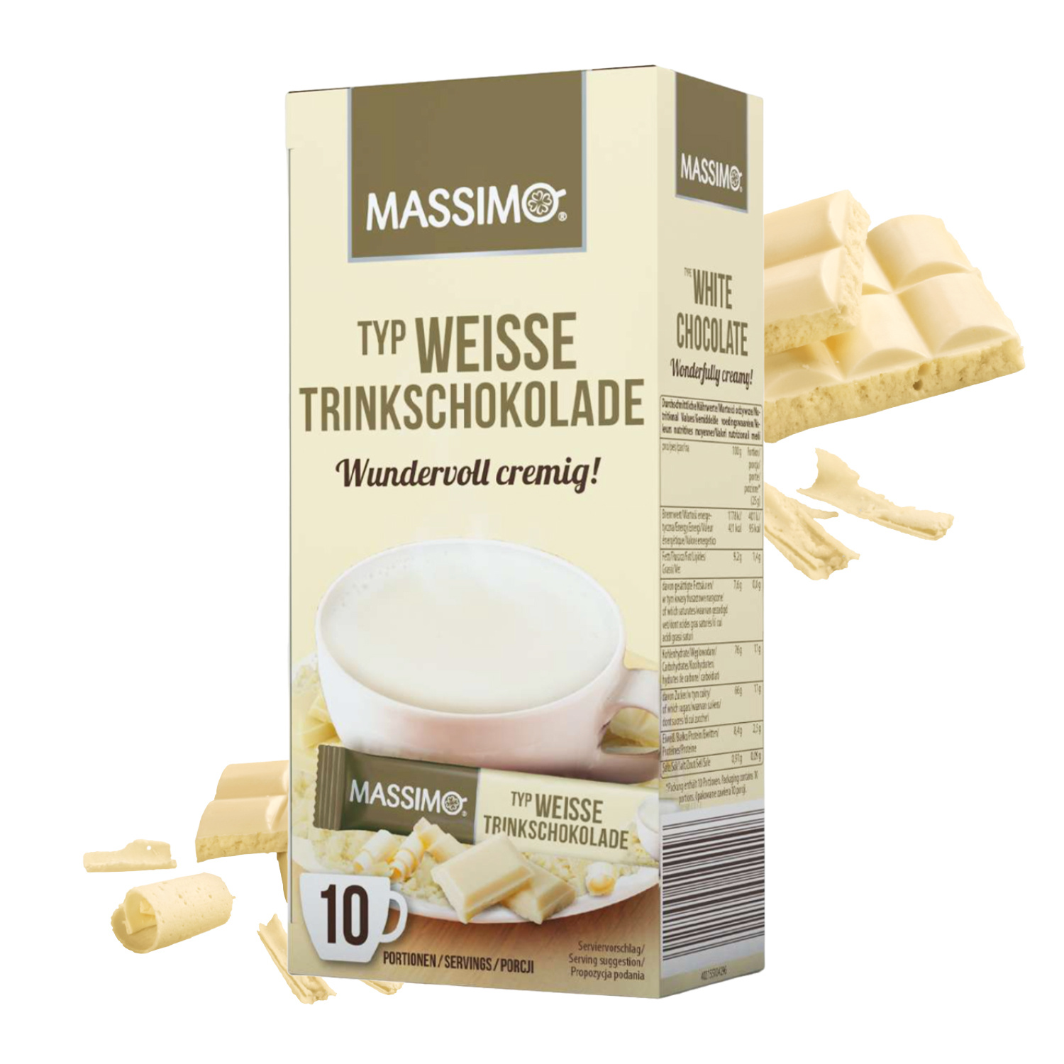 Massimo White Drinking Chocolate, Flavored Beverage Powder, Cocoa Powder For White Chocolate, Instant, Creamy
