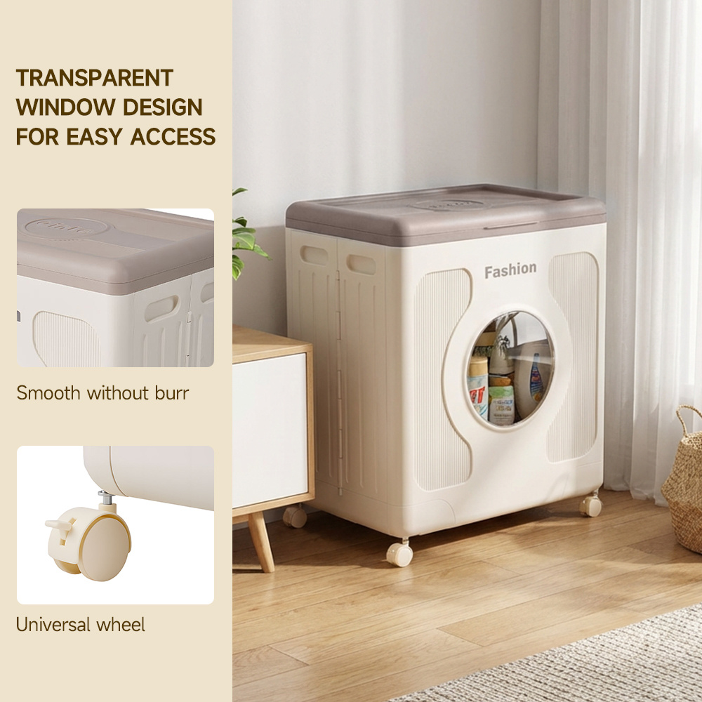 TEMU Large Capacity Clothes Storage Organizer With Wheels & Lid - Space Saving Collapsible Closet Cabinet For Bedroom, Dorm, Under-bed Storage, Ideal