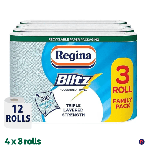 blitz household towels 12 rolls per pack 3 ply kitchen roll 70 sheets per roll