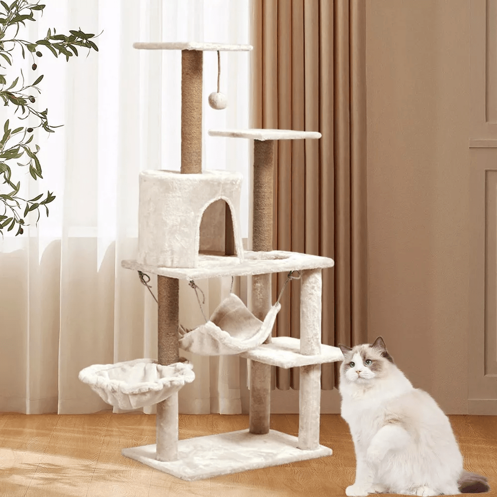 Skandiva24 Cat Scratching Post, Large Cat Tower, Sturdy And Durable Activity Center With Hammock And Beautiful Cat House