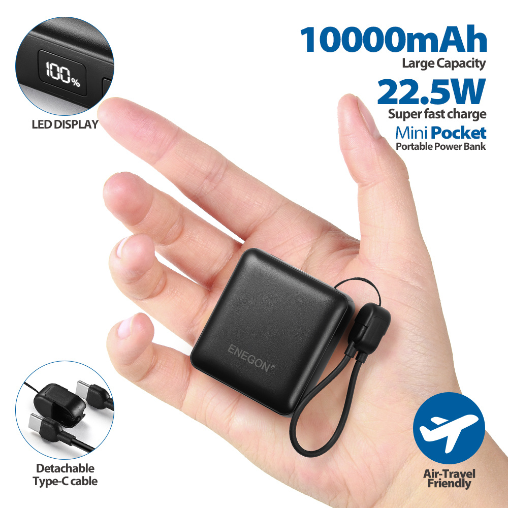 E-shop ENEGON 10000mAh 22.5W Powerbank Schnellladefunktion Externer Akku Tragbares Ladegerät Powerbank mit Digitaler Batterieanzeige, für iPhone