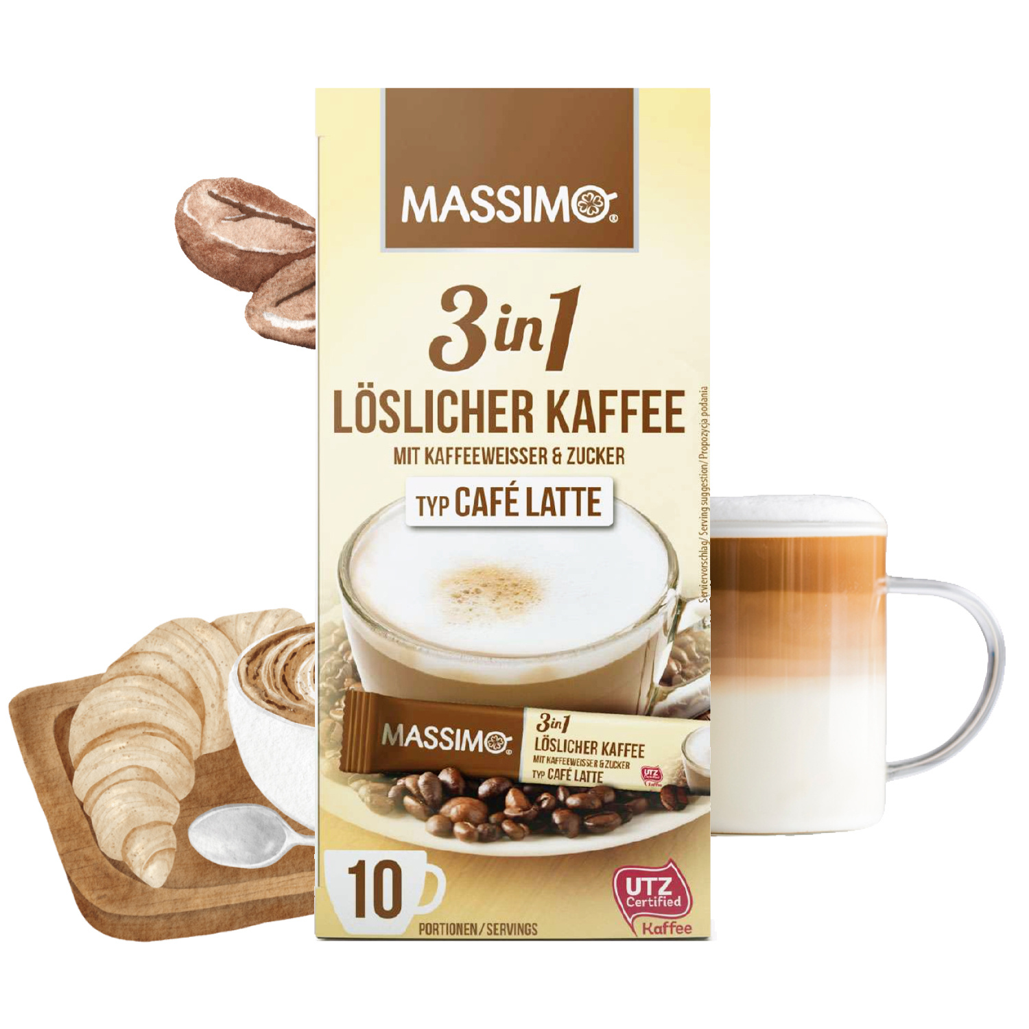 Image of Maximum 3in1 Café Latte Instant Coffee - Soluble Coffee Powder, Beverage Powder With Soluble Bean Coffee, Sugar And Coffee Whitener