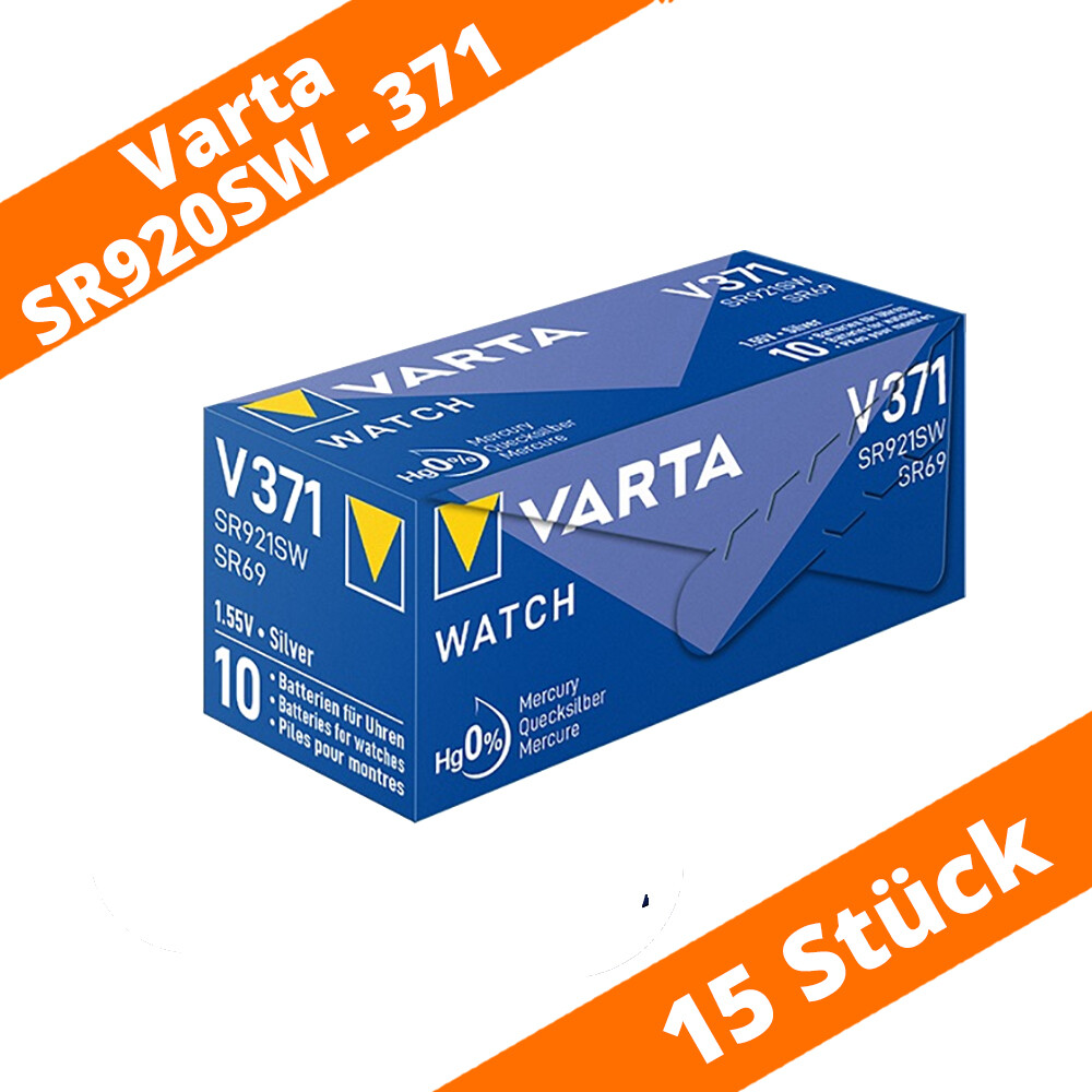 15 X Varta V 371 Silver Oxide Button Cell Watch Batteries V371 Sr69 Sr920sw Ag6