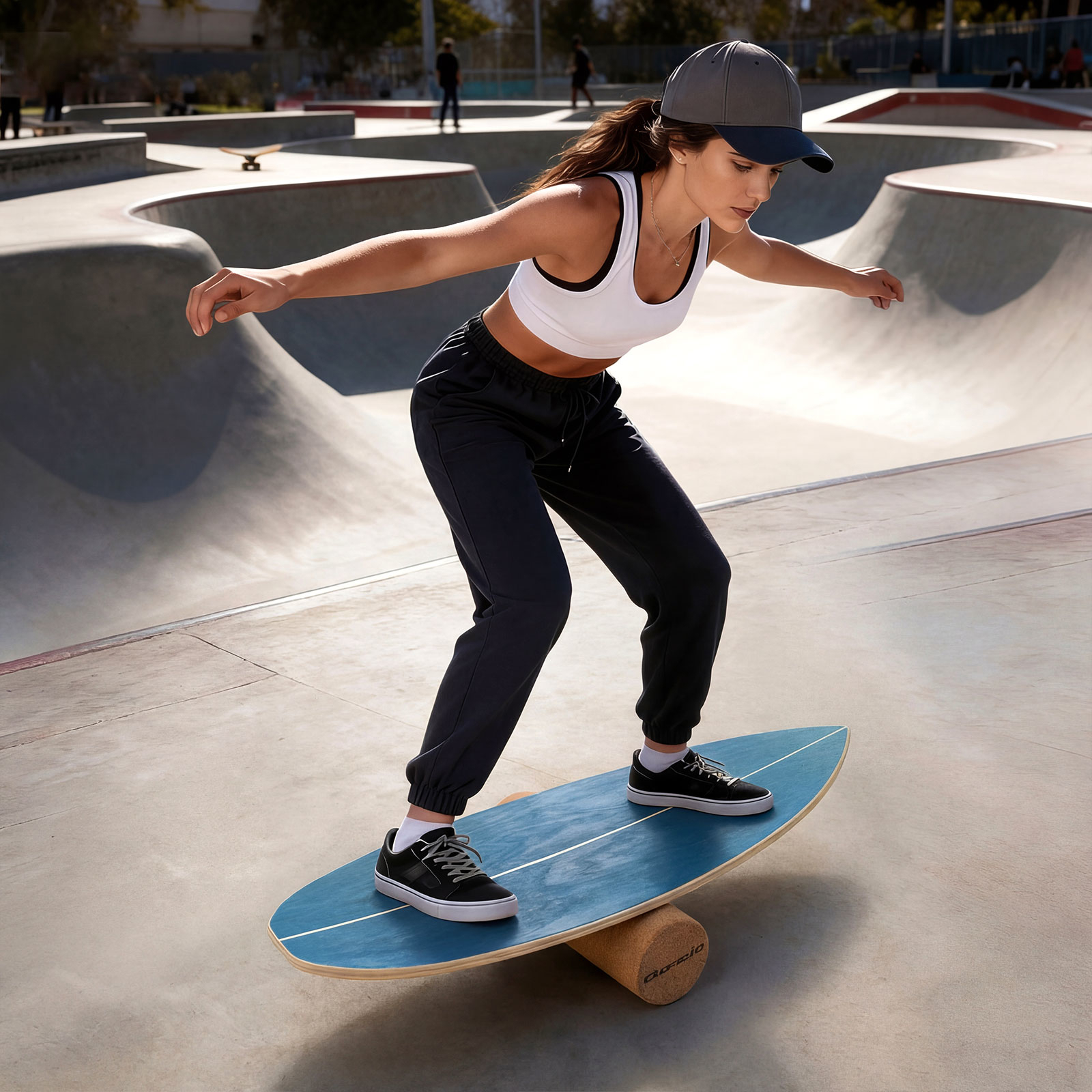 Surf Balance Training Board With Roller, 11 Layer Wood Exercise Stability Trainer With Holder For Improving