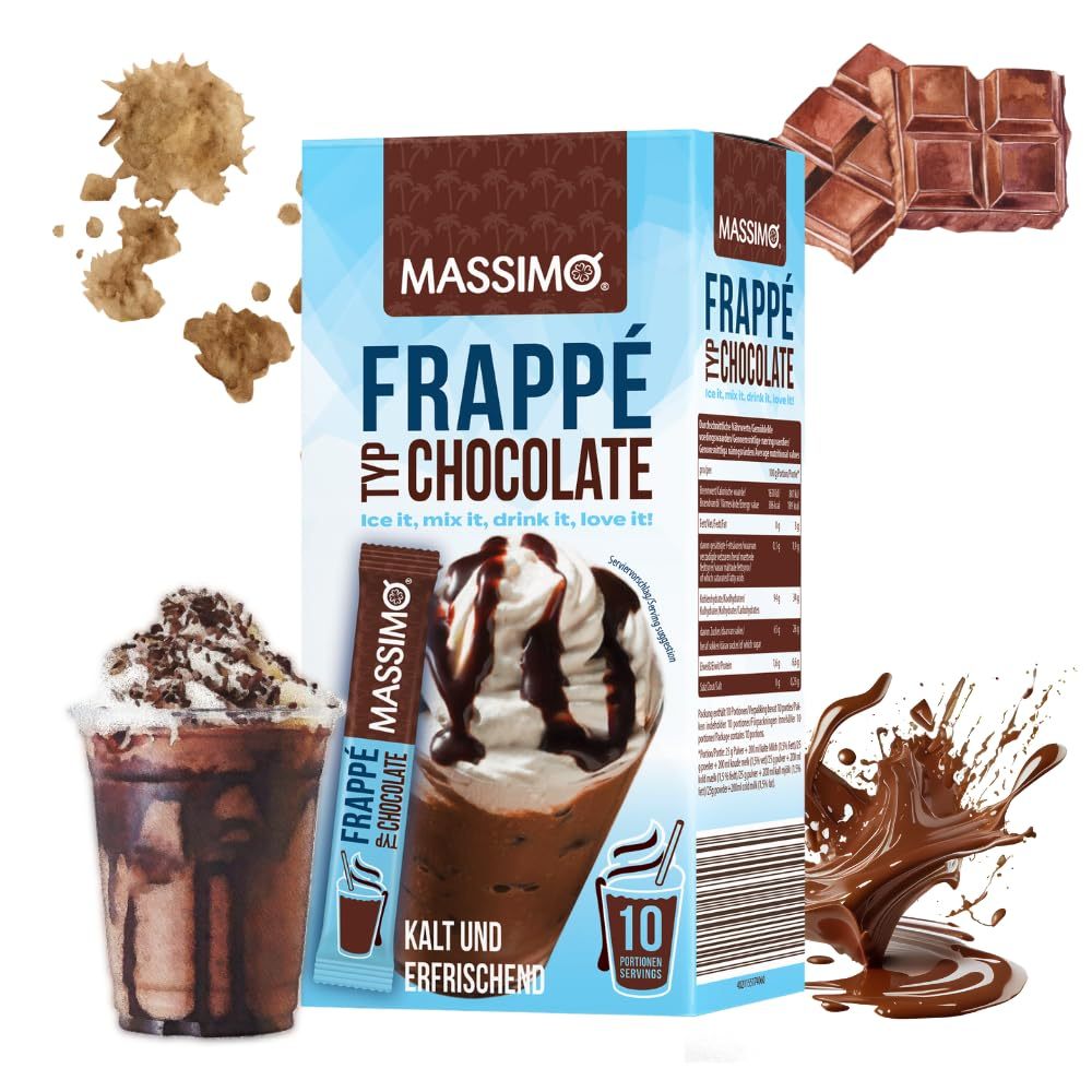 Maximum Frappé Chocolate - Delicious Instant Beverage Powder With Instant Coffee, Contains Caffeine, Quick Preparation