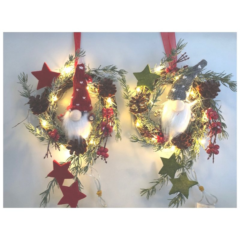 Set Of 2 Mini Gnome Wreaths