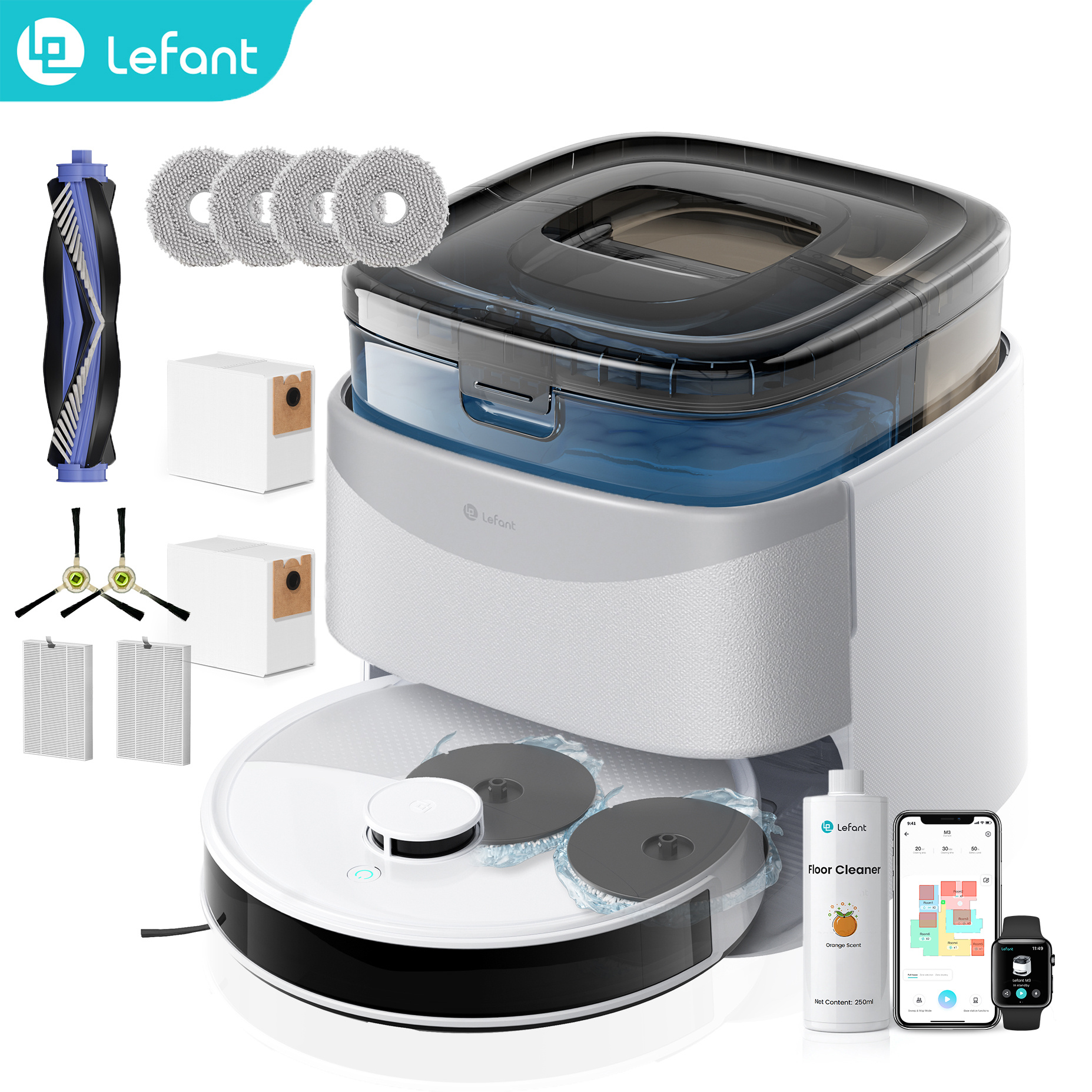 aspirador robô m3l 3  , 15000 pa sem   super potente, almofadas de limpeza rotativas  , navegação  , parâmetros de limpeza personalizados,   de 220 min, ideal para carpetes, pelo de animais & pó, controlo por voz wifi/app/alexa, aspirador   de chão