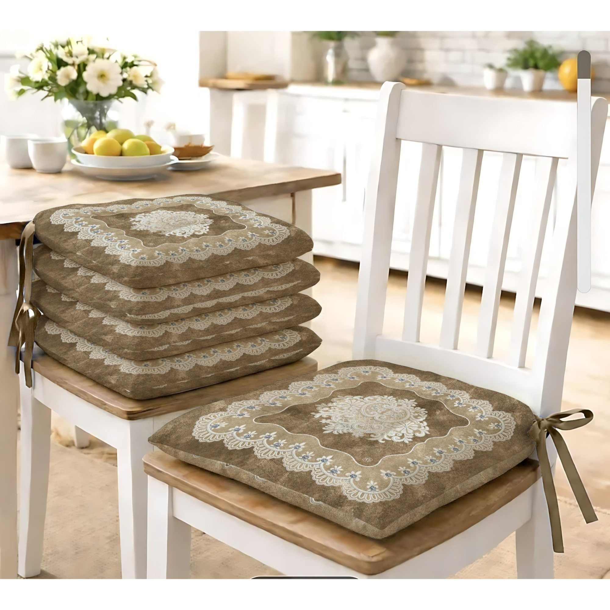 TEMU CUSCINO 4 PUNTI CON LEGACCI MACRAME' (Set 6PZ)