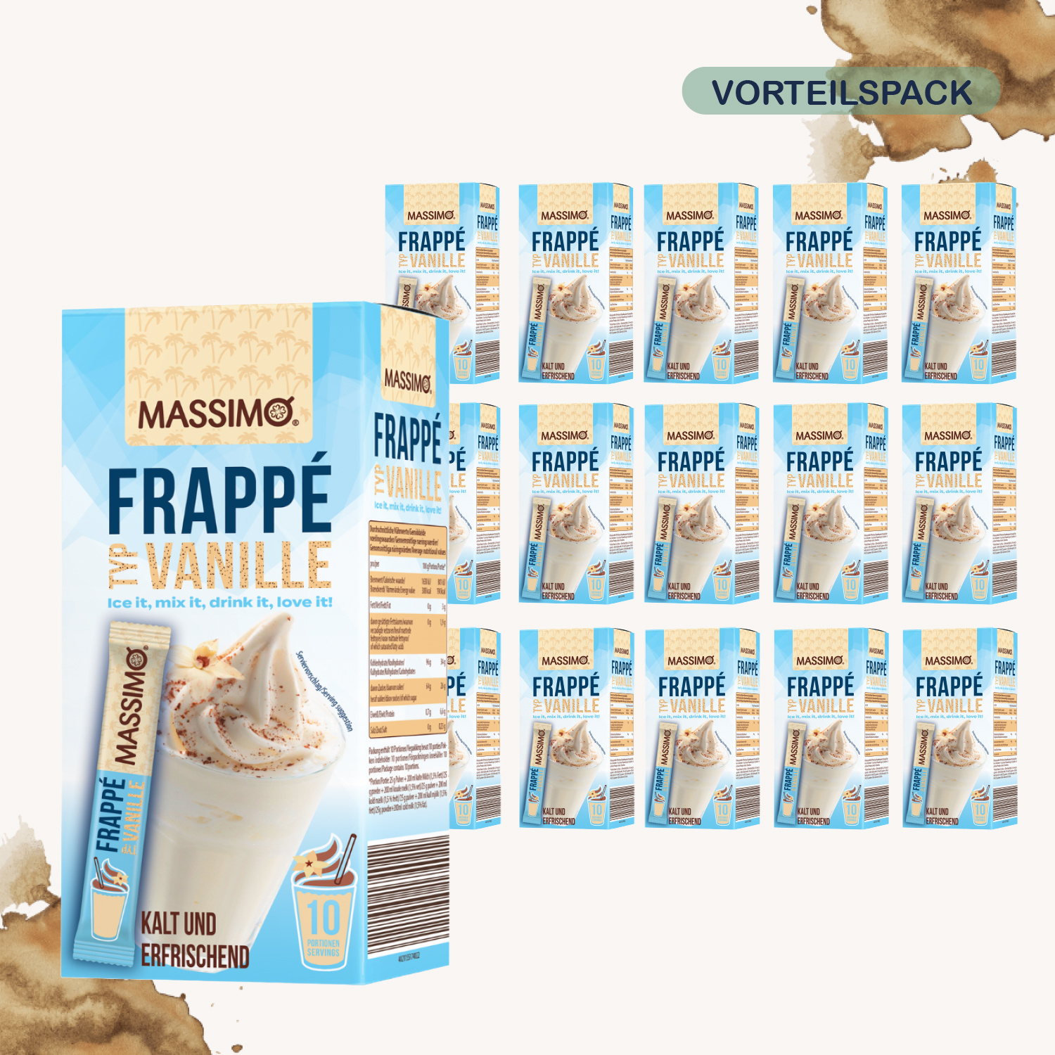 Image of Massimo Vanilla Frappé - Delicious Instant Drink Powder With Instant Coffee, Caffeinated, Quick Preparation