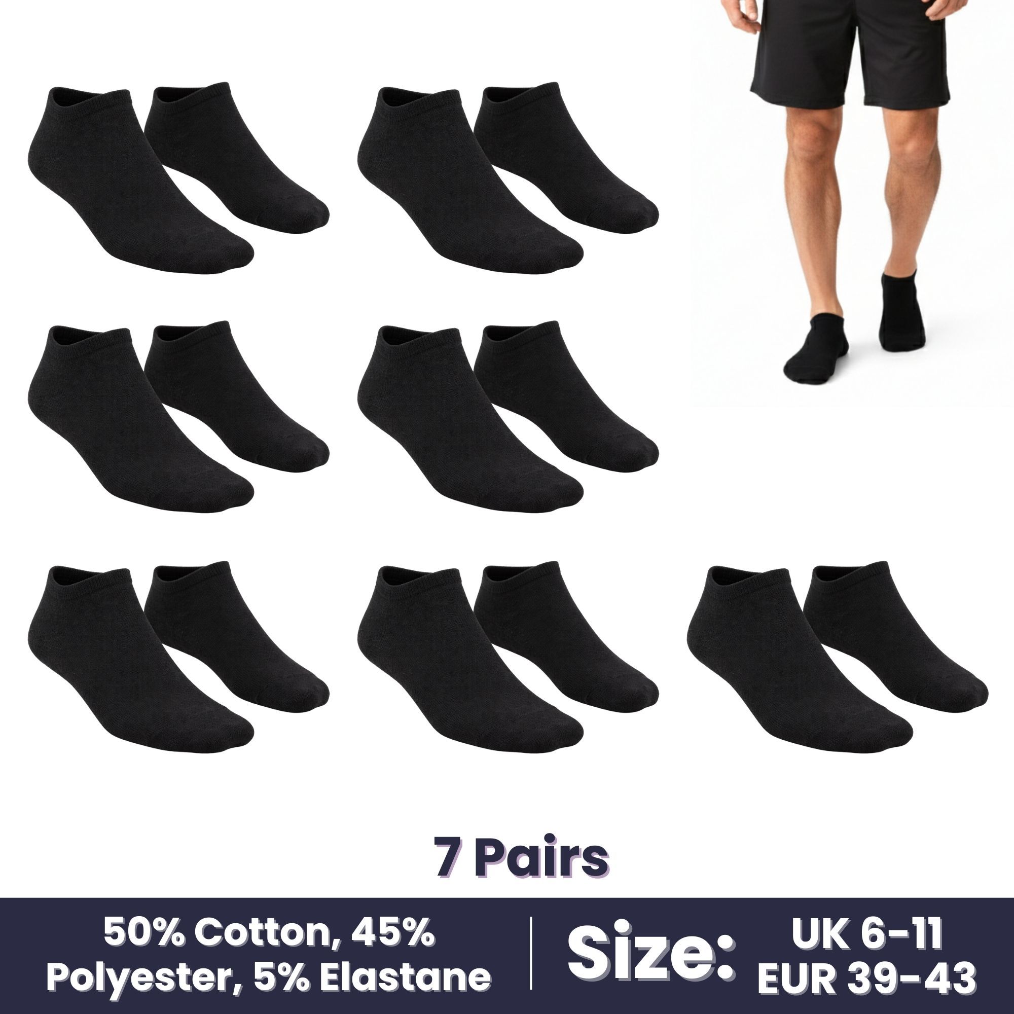 TEMU | Men Trainer Socks | Men's Cotton Ankle Socks, Low Cut Sports Socks, Breathable Everyday Socks, Outdoor Sports, Running, Walking, Athletic Wear