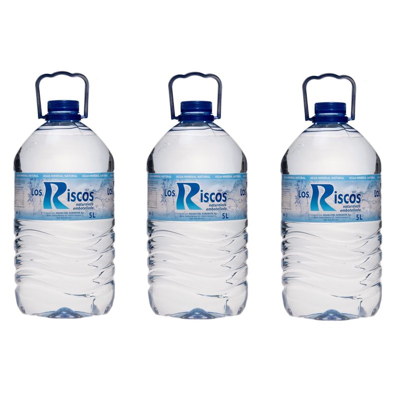 TEMU PACK 3 - Agua Los Riscos 5L | Agua Mineral Natural de Mineralización Débil | Garrafa Formato Ahorro | Ideal Hostelería y Consumo Diario