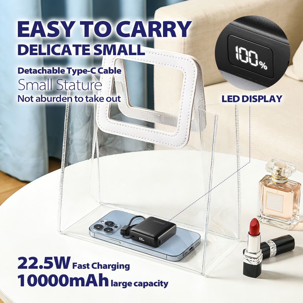 Batterie externe ENEGON 10000mAh 22.5W, charge rapide, chargeur portable avec affichage numérique de la batterie, pour iPhone 16/15/14/13/12/ pour Xiaomi/Samsung, chargement USB Type-C