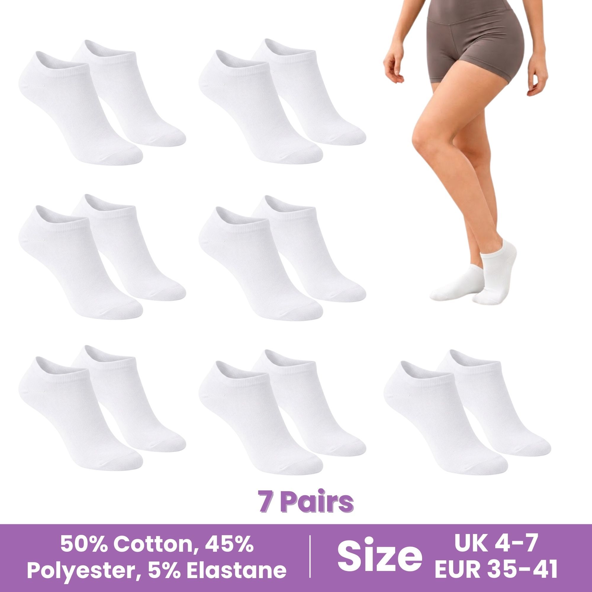 TEMU | Ladies Trainer Socks | Women’s Cotton Ankle Socks, Low Cut Sports Socks, Breathable Everyday Socks, Outdoor Sports, Running, Walking, Athletic