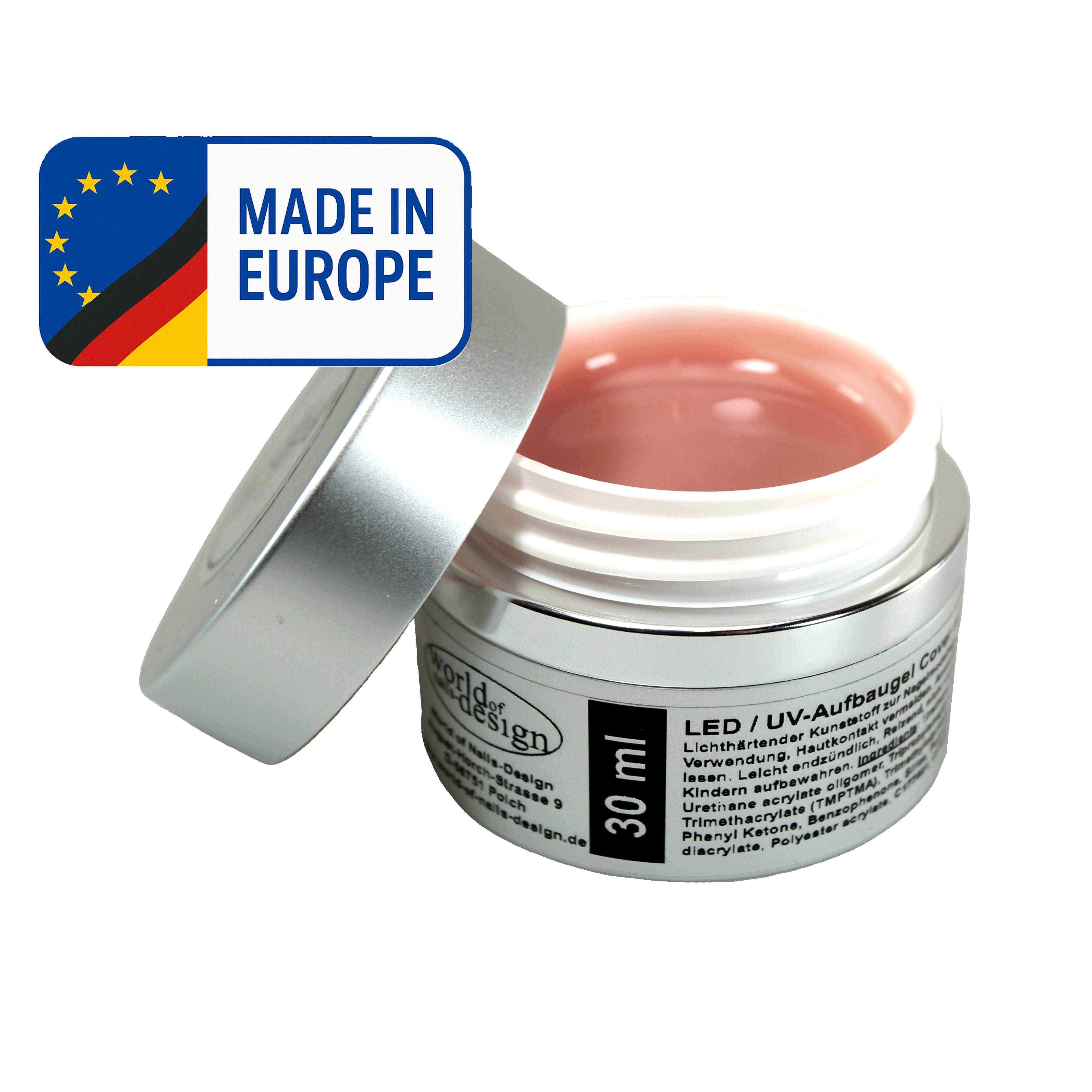 Image of Premium Uv Gel Builder Gel Cover Light 30ml – Led Builder Gel Milky Transparent In Aluminum Jar For Baby – Made In Eu