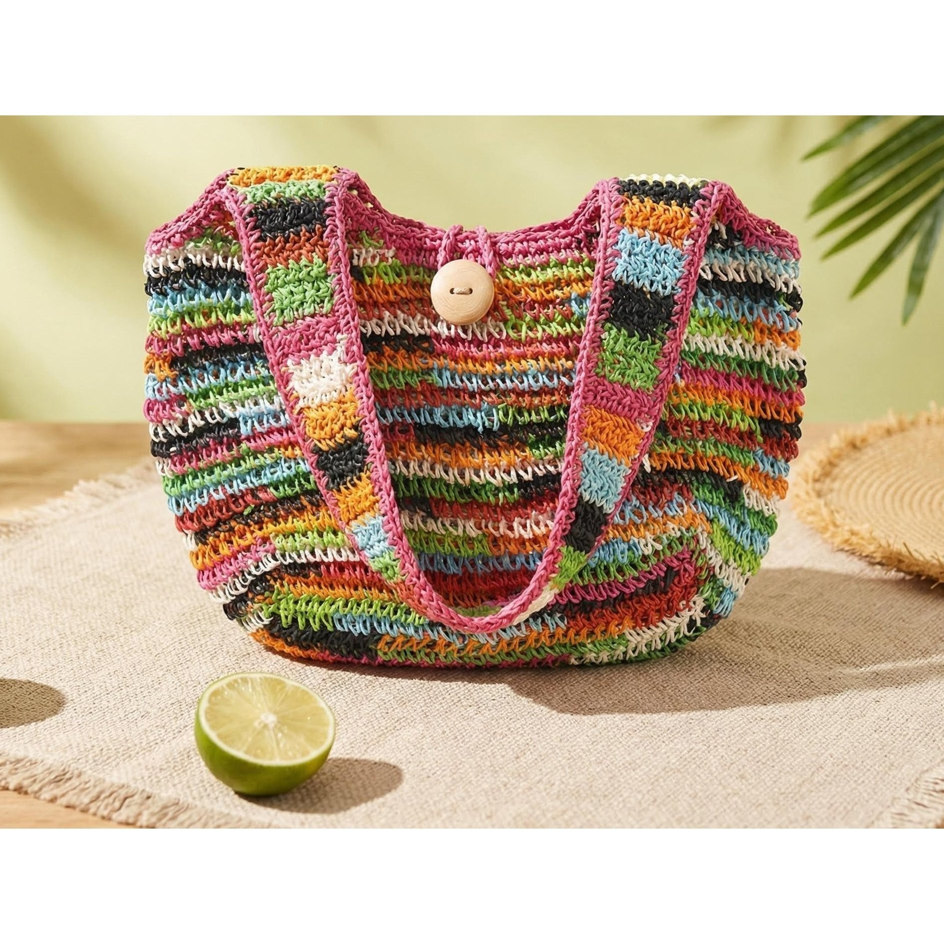 Fashionable Woven Straw Bag - Spring And Summer Bag, Colorful And Foldable - Stylish Accessory For Outfit, Perfect For Travel, Vacation, And Leisure