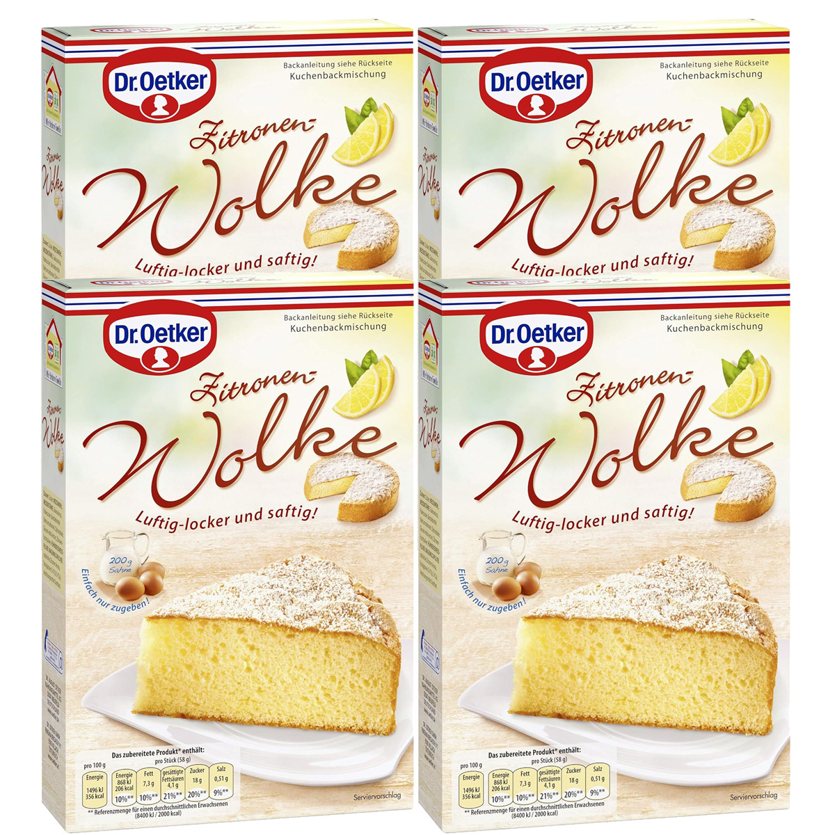 Dr. Oetker Cloud Lemon Cake Mix, Light And Airy, 430g, 4-pack