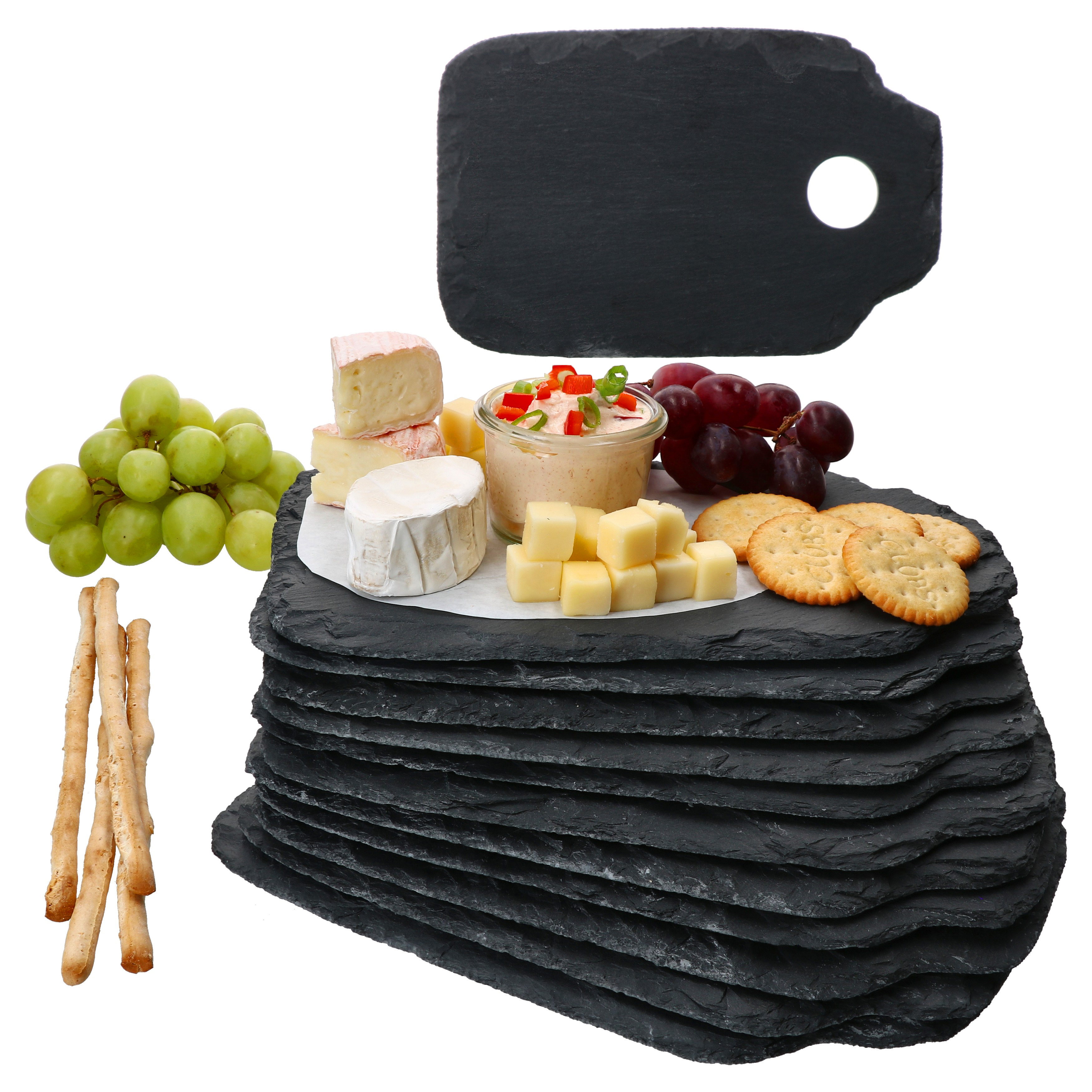 Ritzenhoff 12x Slate Plates 212x16.5cm Coasters Serving Plates With Handle