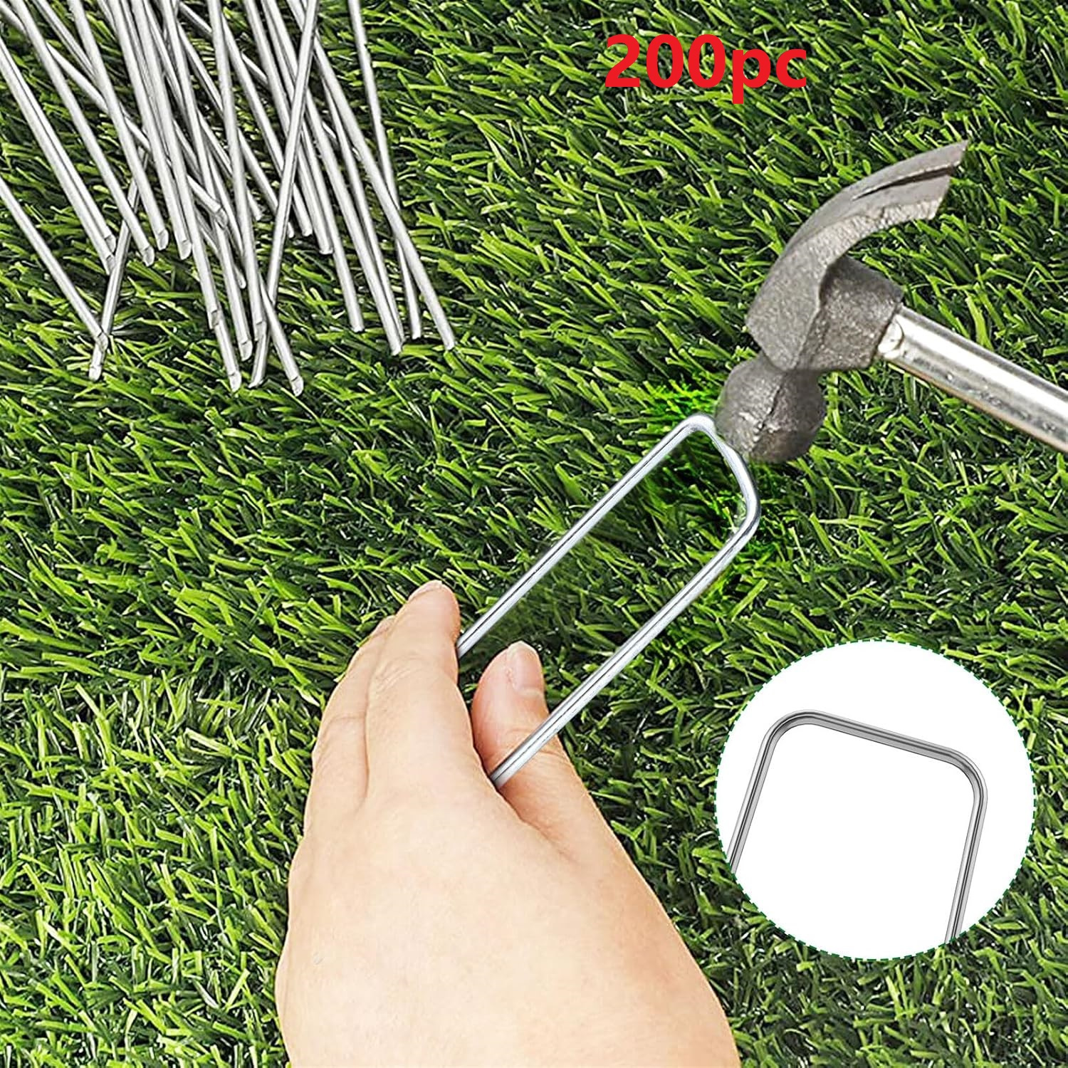 200 Pieces Metal Ground Pegs Anchors For Weed Barrier, Garden Fabric, Tent Pegs, Tent Stakes, Ground Nails, Ground Anchors, Fastening Anchors For Garden Fence, Tent, Camping