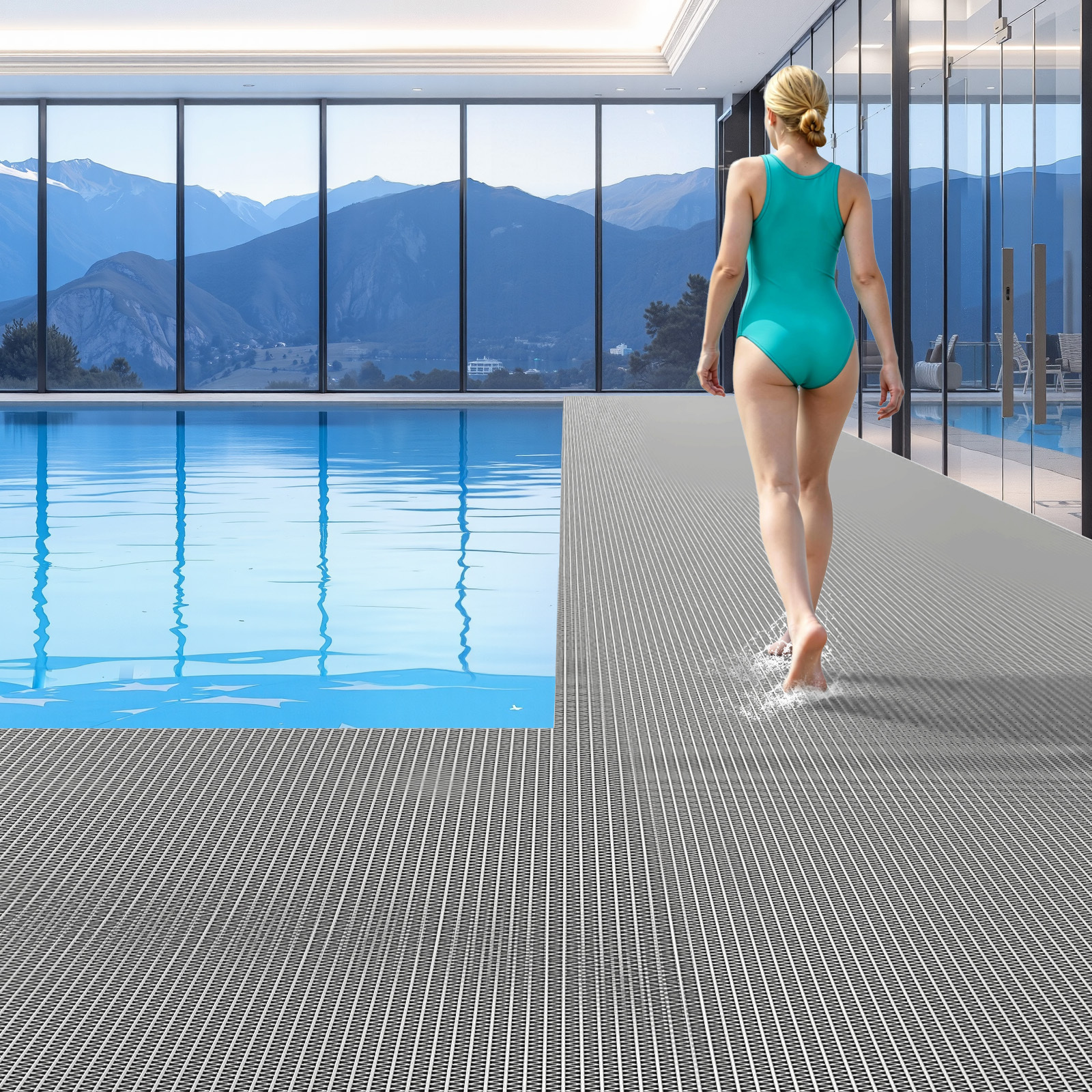 Image of Vevor Drainage Mat, 90 Cm, Pvc Non Slip Commercial Floor Mat, Wet Area Water Drain Splash Matting Hollow Doormat Roll, For Outdoor Indoor Restaurant Swimming Pool Patio Bathroom Washroom, Gray