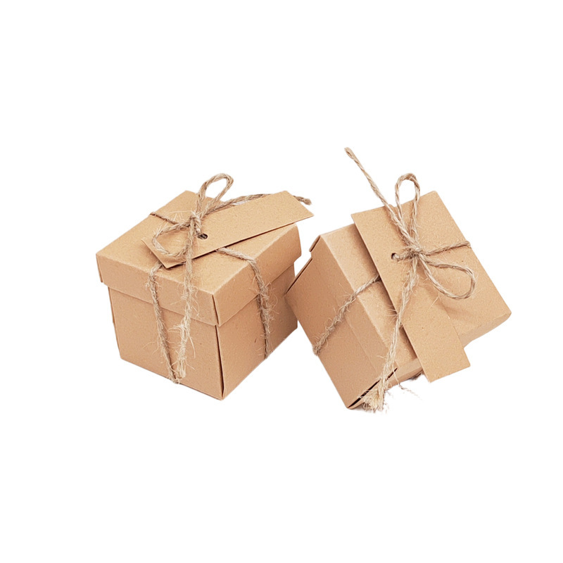 TEMU 100 Pezzi Scatoline Portaconfetti con Spago 5x5cm, Bomboniera Fai da Te, Scatola Regalo , Tema Naturale , Decorazione Festa, Matrimonio,