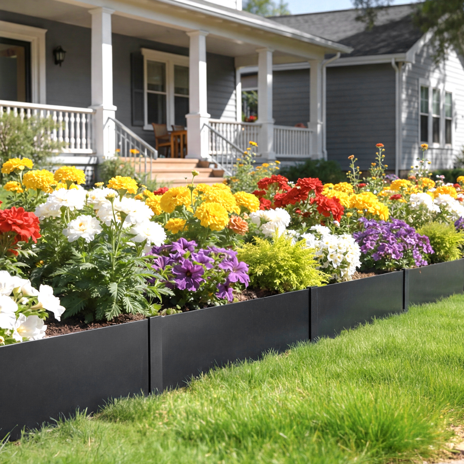 Image of Vevor Galvanized Steel Landscape Edging, 6-pack 1016 X 254 Mm Metal Edging For Landscaping With 8 Mounting Clips, Heavy Duty Metal Garden Edge Border For Flower Bed, Yard Pathway, Black