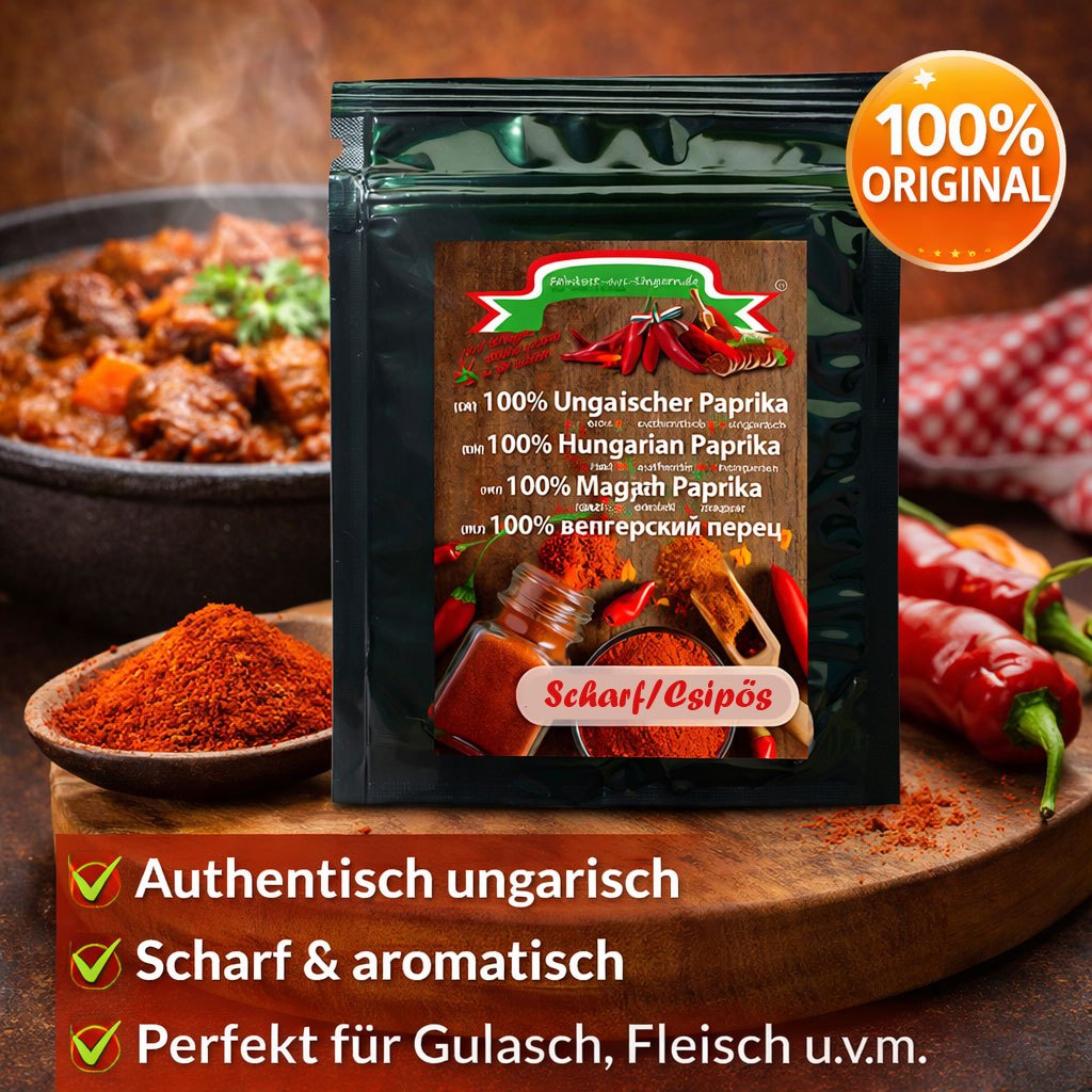 Hungarian Paprika Hot 100g Private Label - Gourmet-from-hungary.de, With Zip-lock