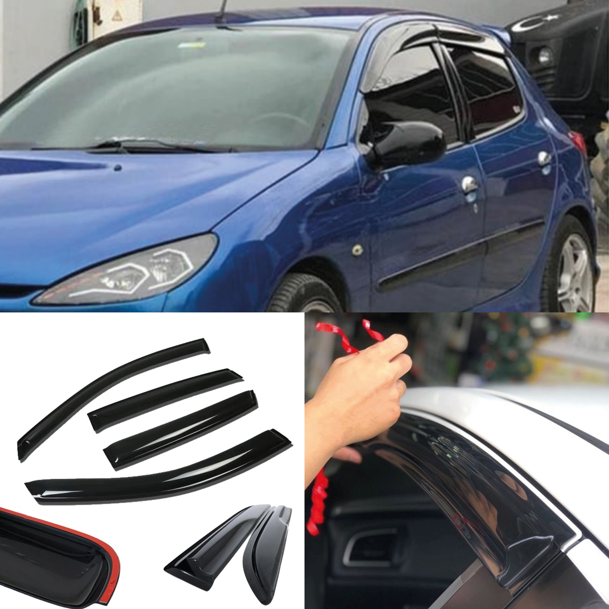 TEMU Pare-soleil et pare-pluie pour 1998-2012 (4 portes/2 portes) - Accessoires de voiture, déflecteur de vent, protection contre les intempéries,