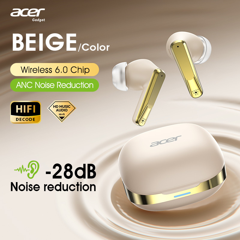 E-shop Acer Kabellose In-Ear-Kopfhörer mit V6.0, , Breitem Klangbereich 20Hz 10KHz, Dual-Lärmreduzierung-Mikrofon, Typ-C-Aufladung für Musikstreaming,