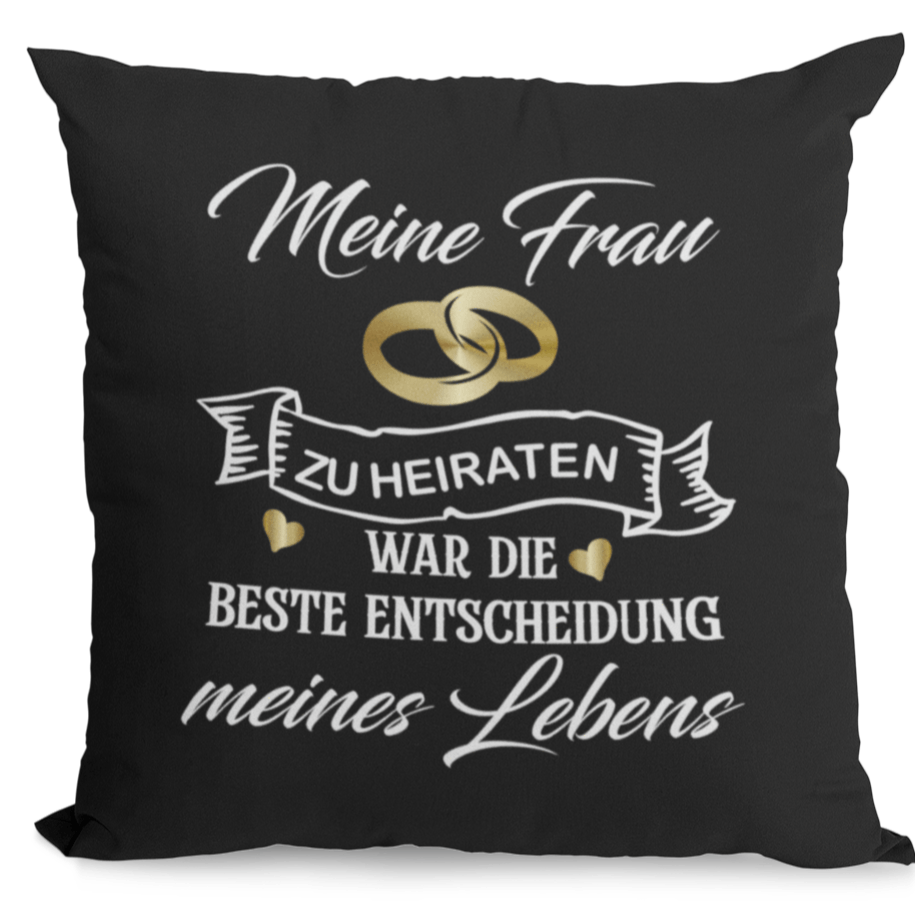 Image of Decorative Pillow Cover, Ornamental Pillow Cover, Pillow Cover, With Print " My Wife/husband Was The Best Decision Of My Life" – Modern Decorative Pillow Without Filling