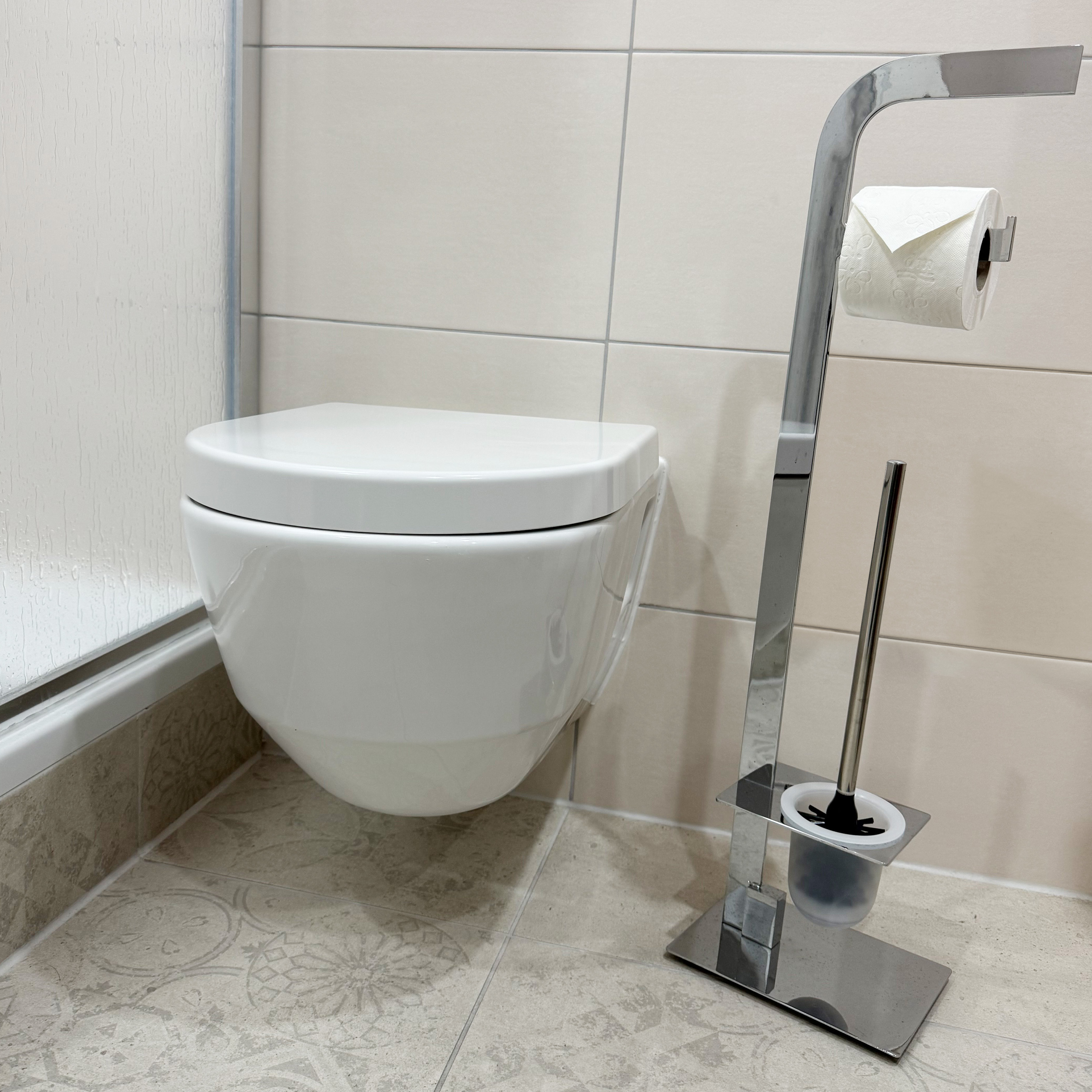 Image of Bathroom Canna Toilet Set H81cm Holder For Toilet Brush & Toilet Paper Roll