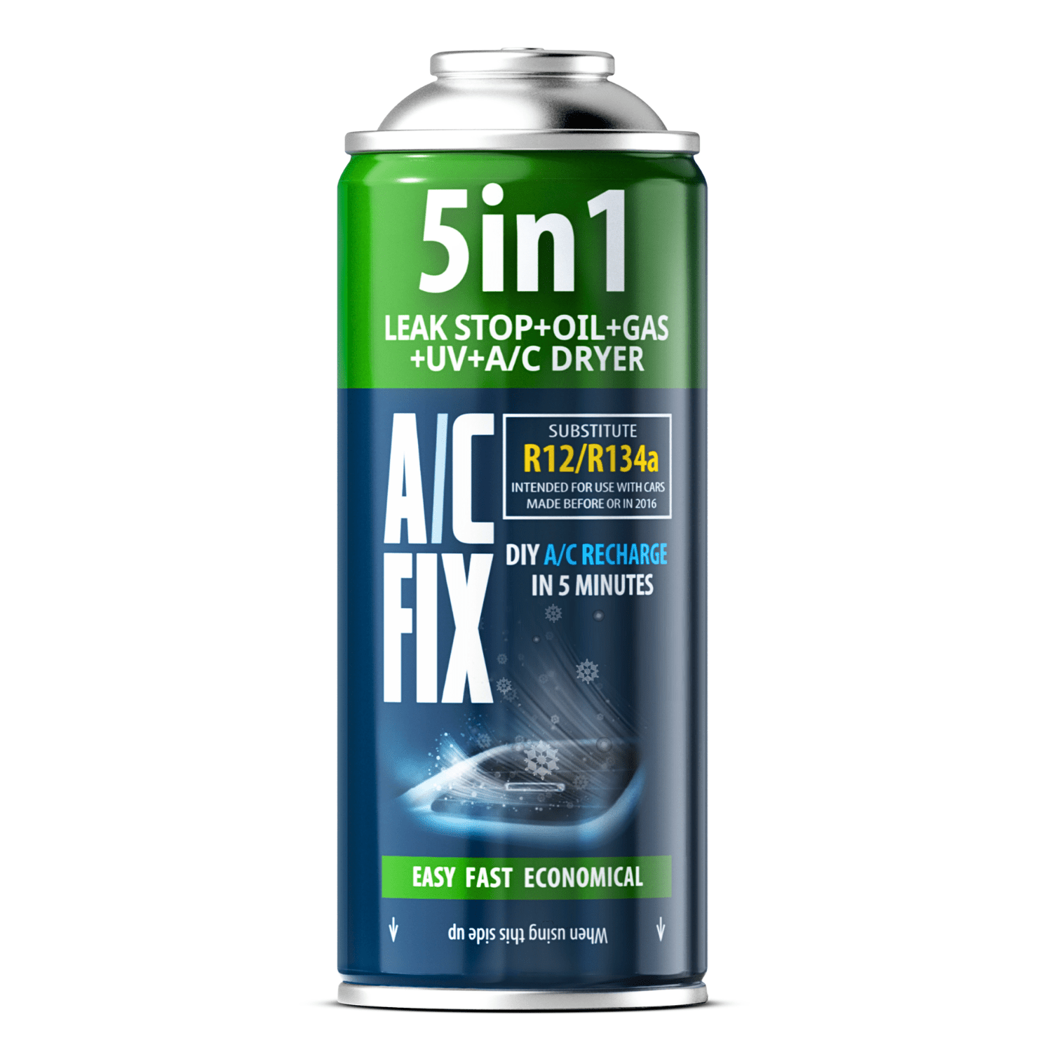E-shop AC FIX 5W1 R134A Kältemittel zur Aufmunitionierung von Klimaanlagen in Autos, Öl, Versiegelungsmittel, UV-Farbstoff, Klimaanlagen-Trockner,