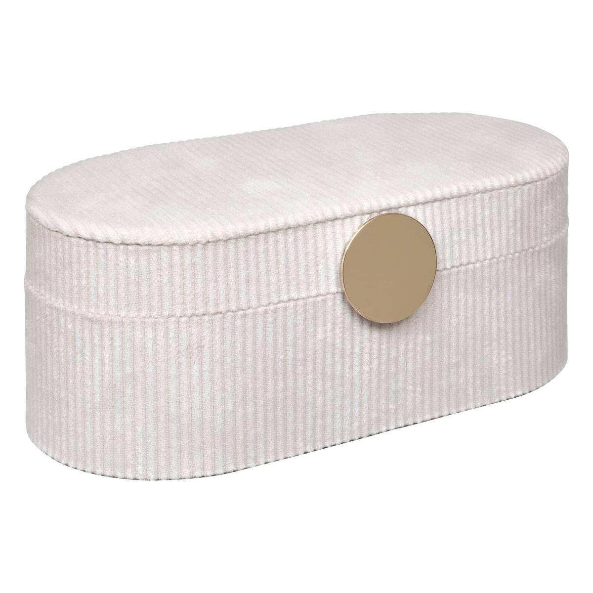 Oval Velvet Jewelry Box with Mirror – Compartmentalized Storage Case