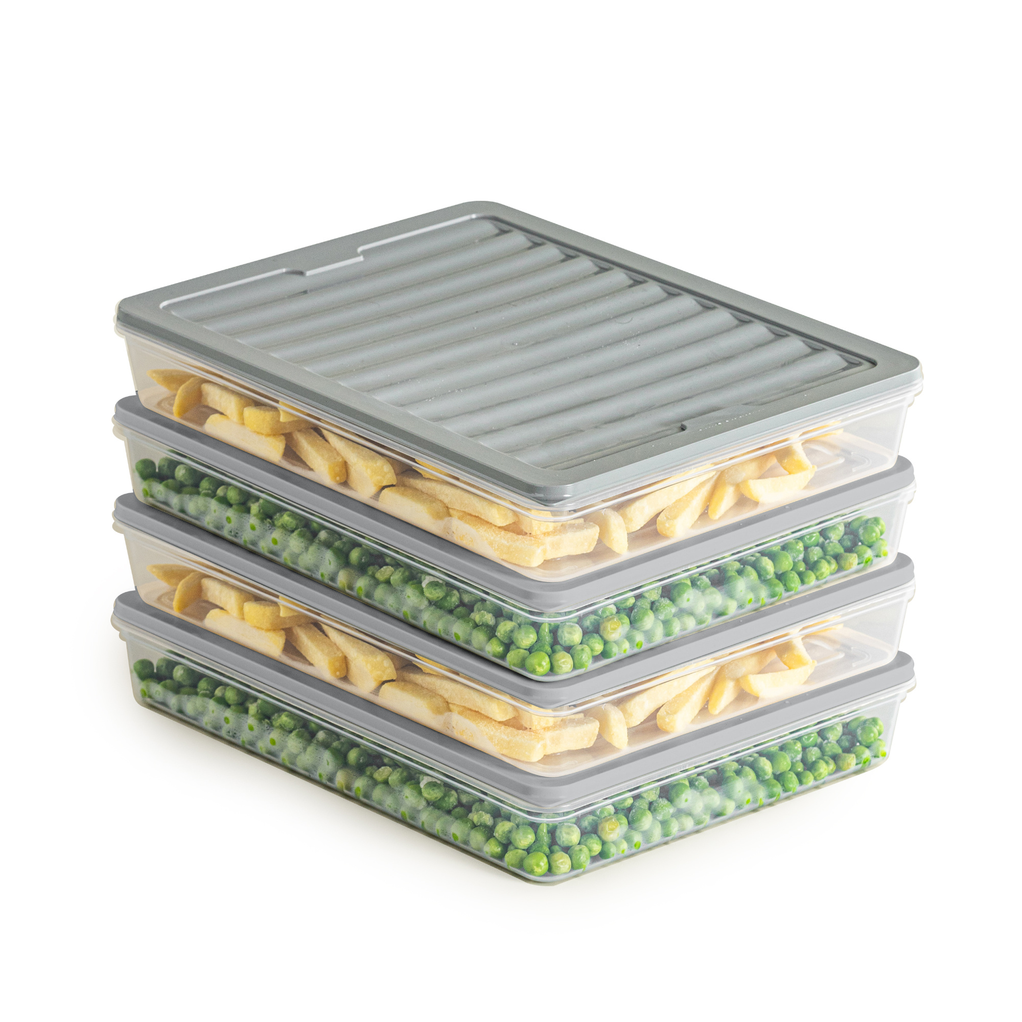 Evlinya Fresh Storage Can Set 4pcs 2400 Ml , With Lids For Refrigerator And Freezer, Flat Meal Prep Containers For Cutting, Cheese, Leftovers, And Storage, Refrigerator Organizer For Space- Order In .