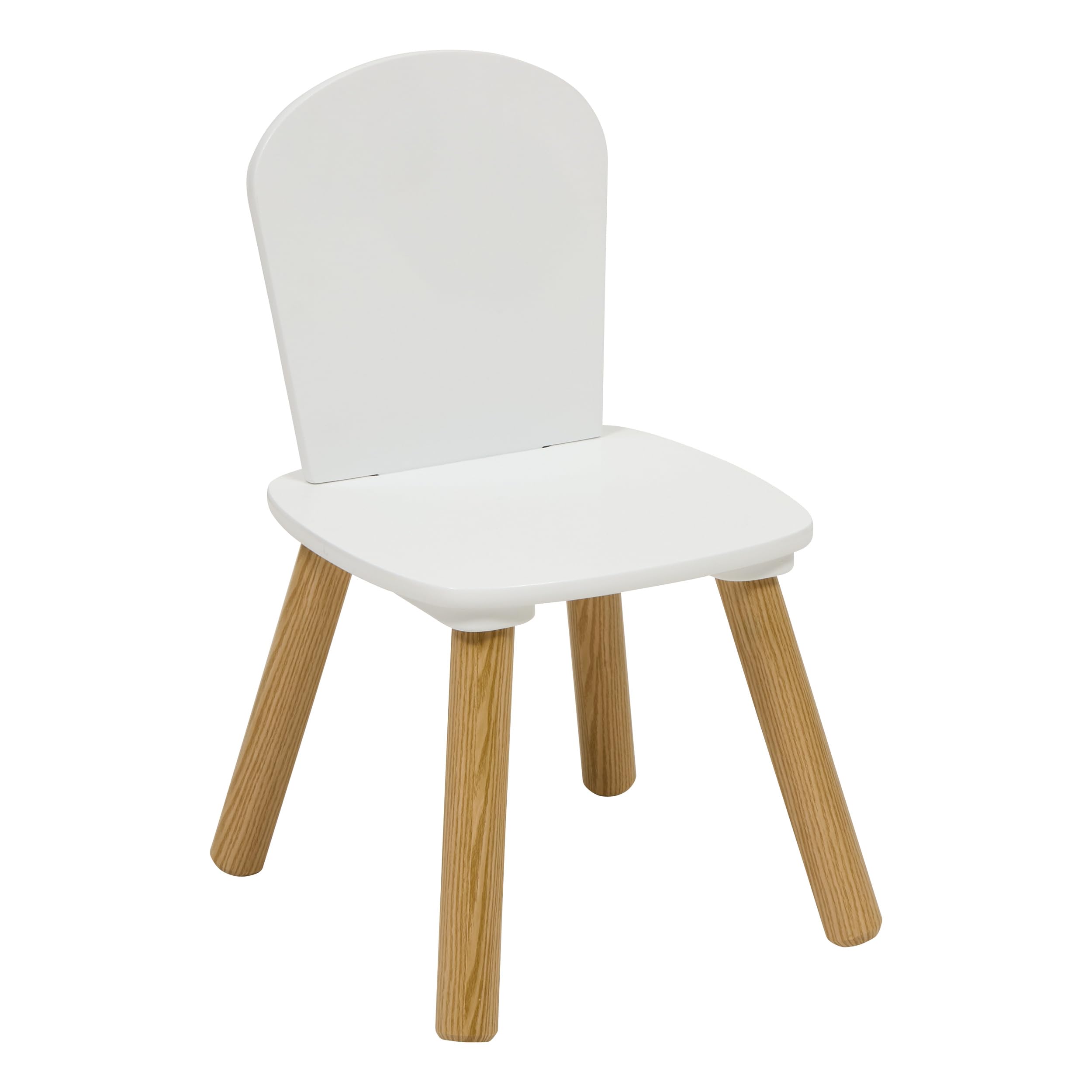 Children's Chair, White, Light Wood, Scandinavian Style, Rounded, 48x55x85 Cm